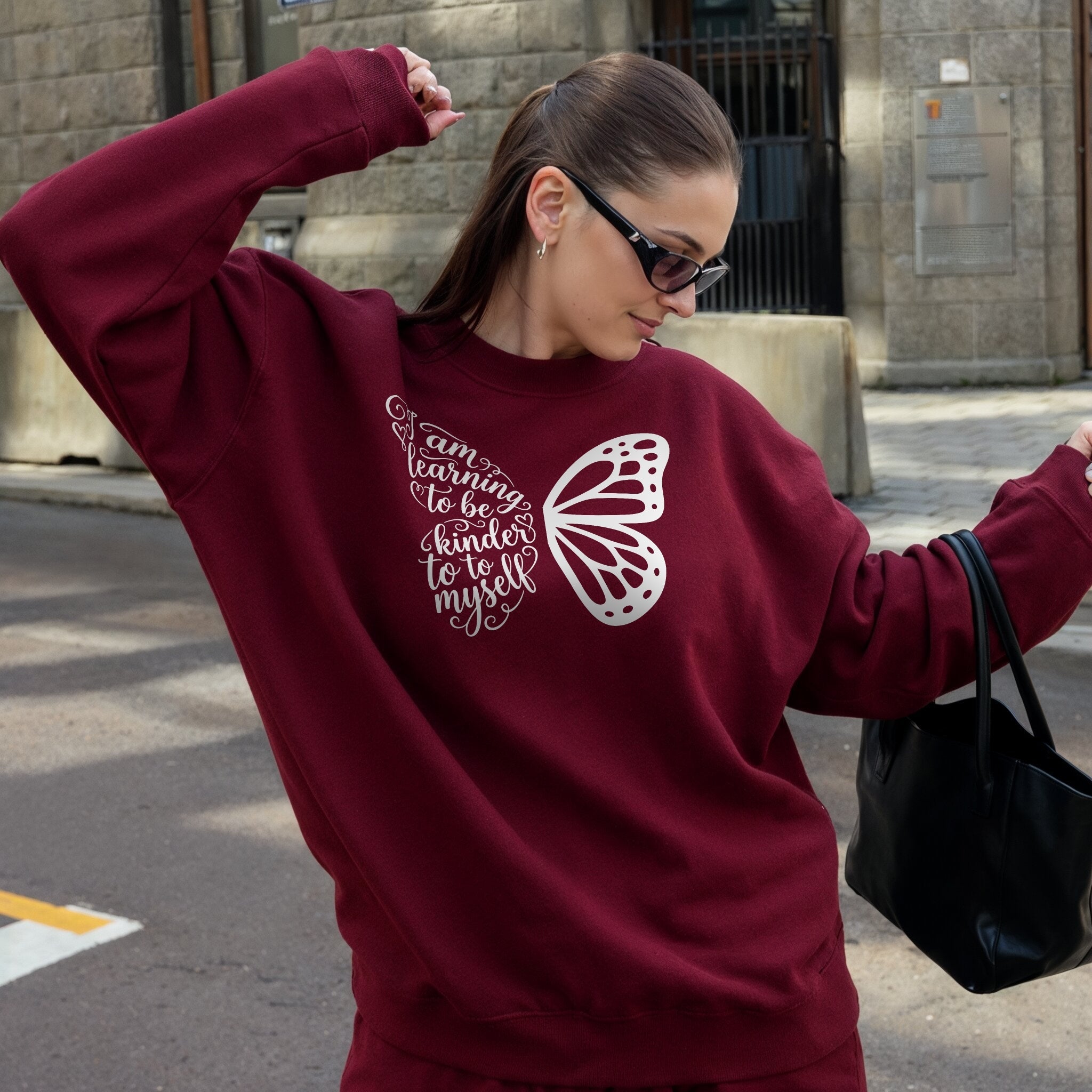 Kinder To Me Sweater - Burgundy Front