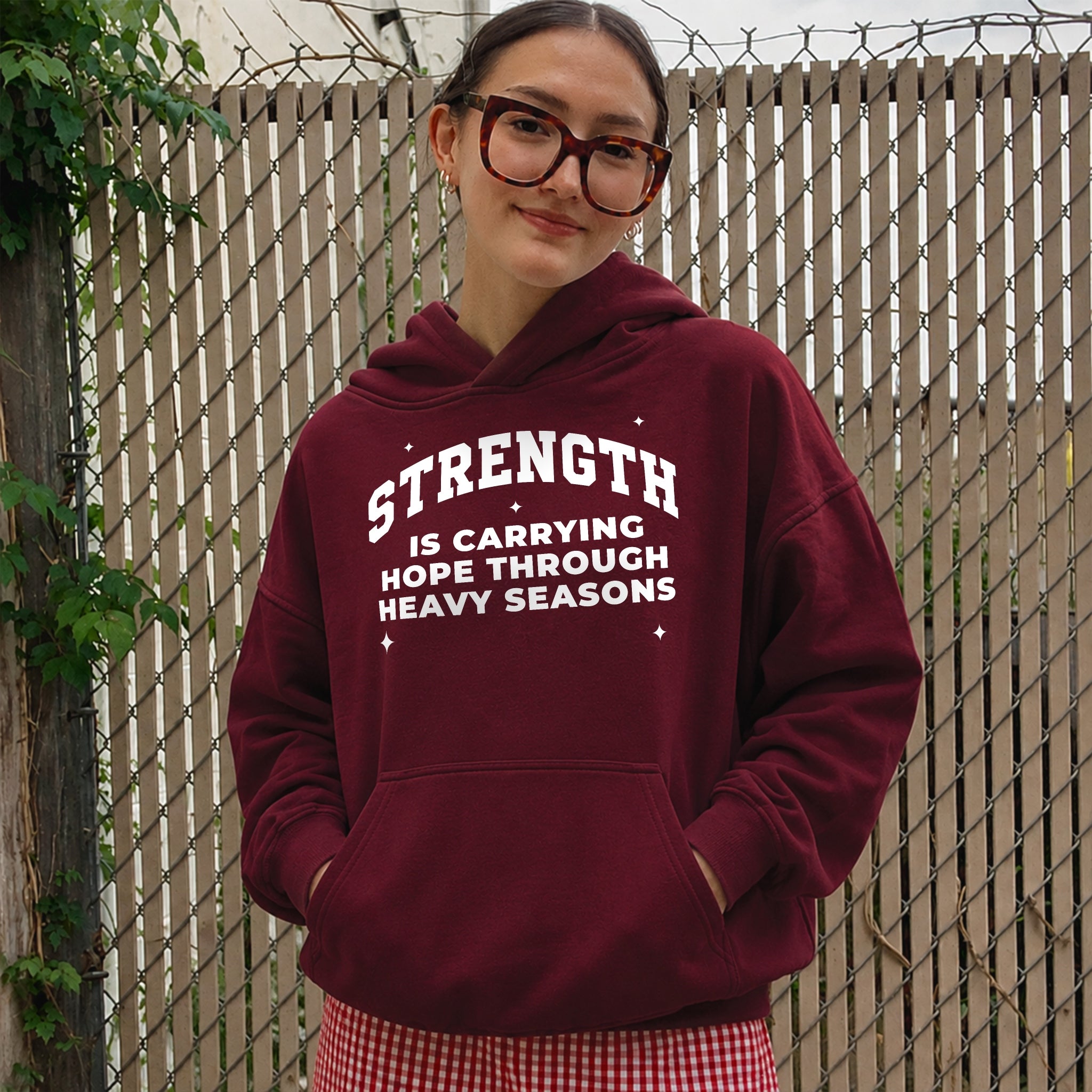 Carry Hope Hoodie - Burgundy front