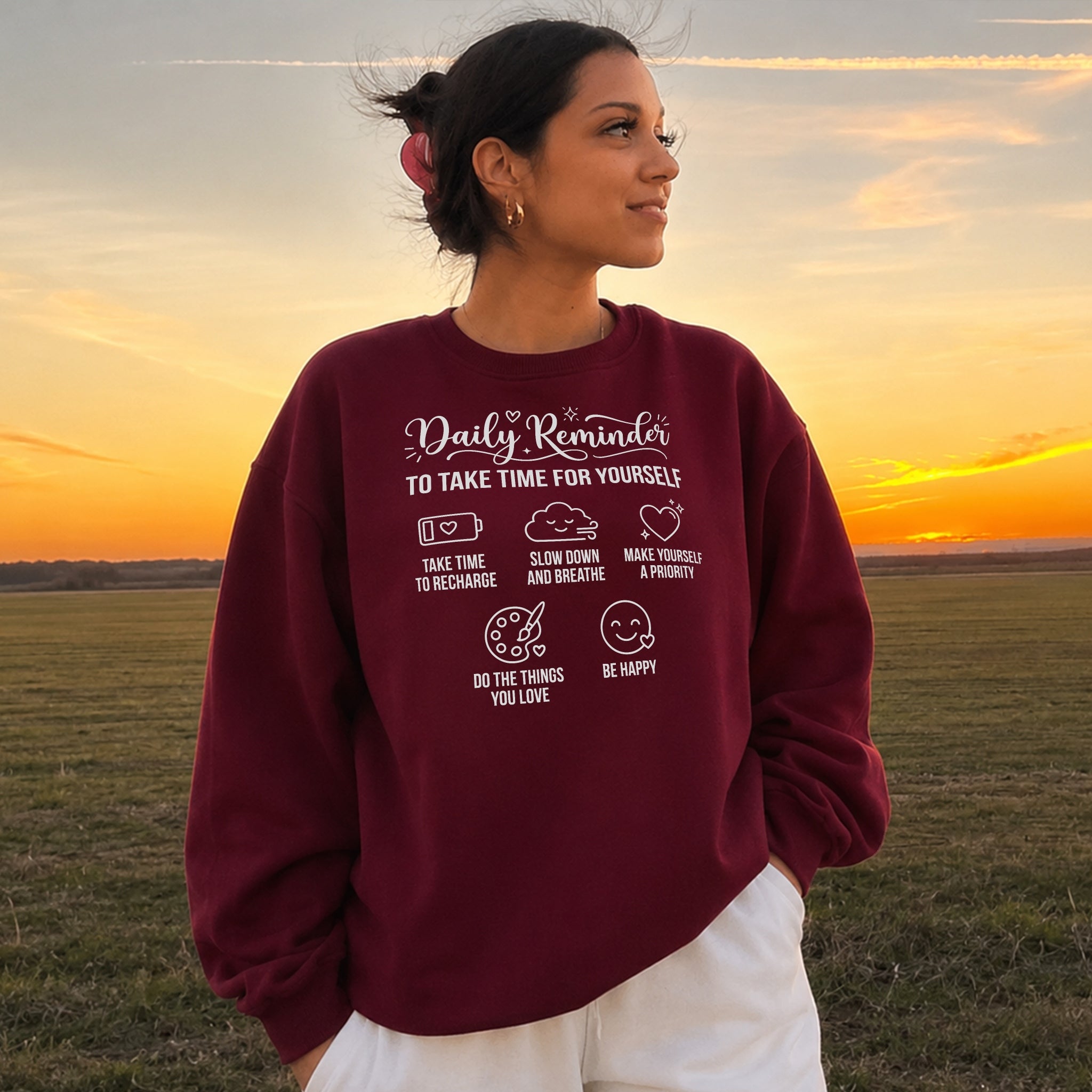 Take Time For Yourself Sweater - Burgundy front