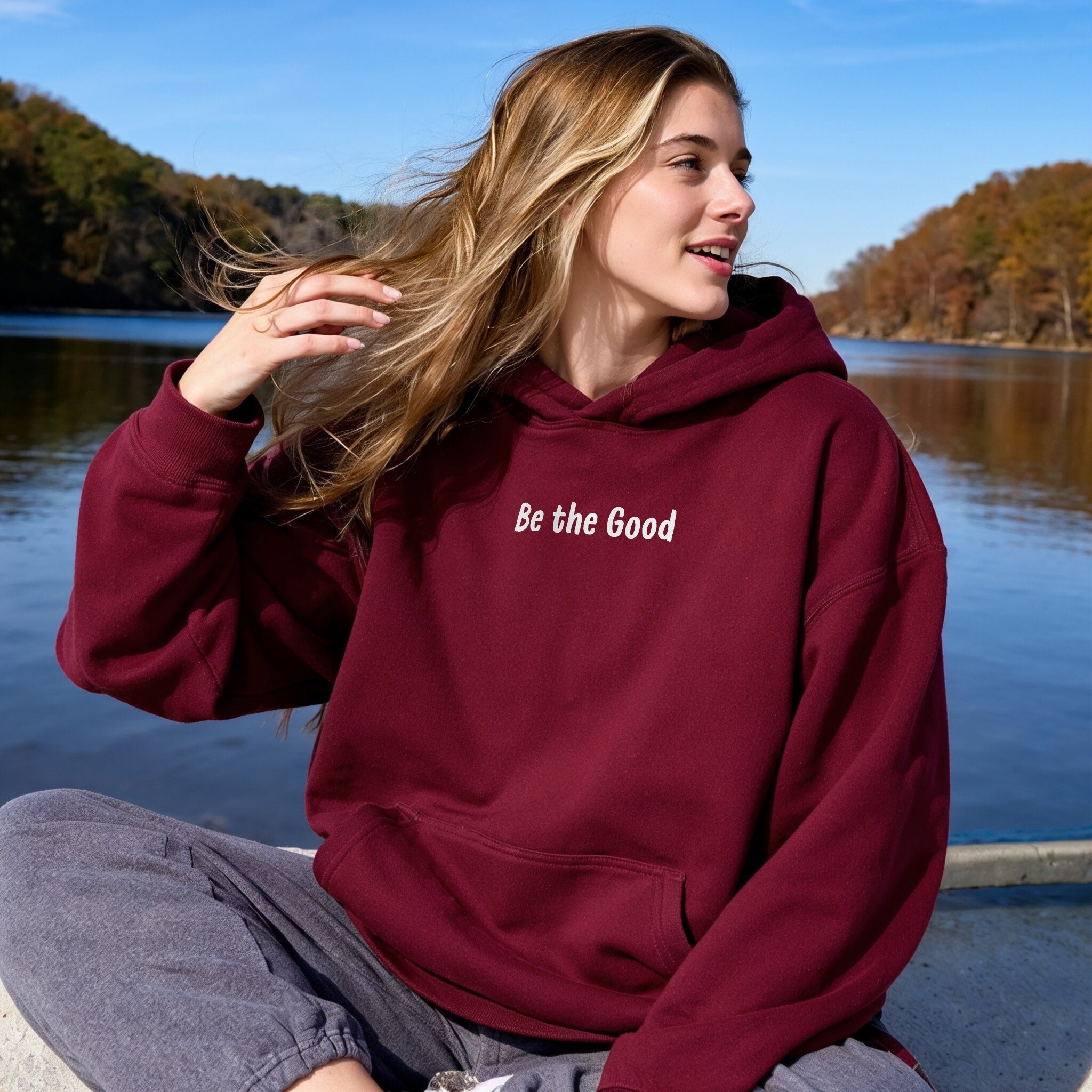 Be The Good Hoodie - Burgundy Front
