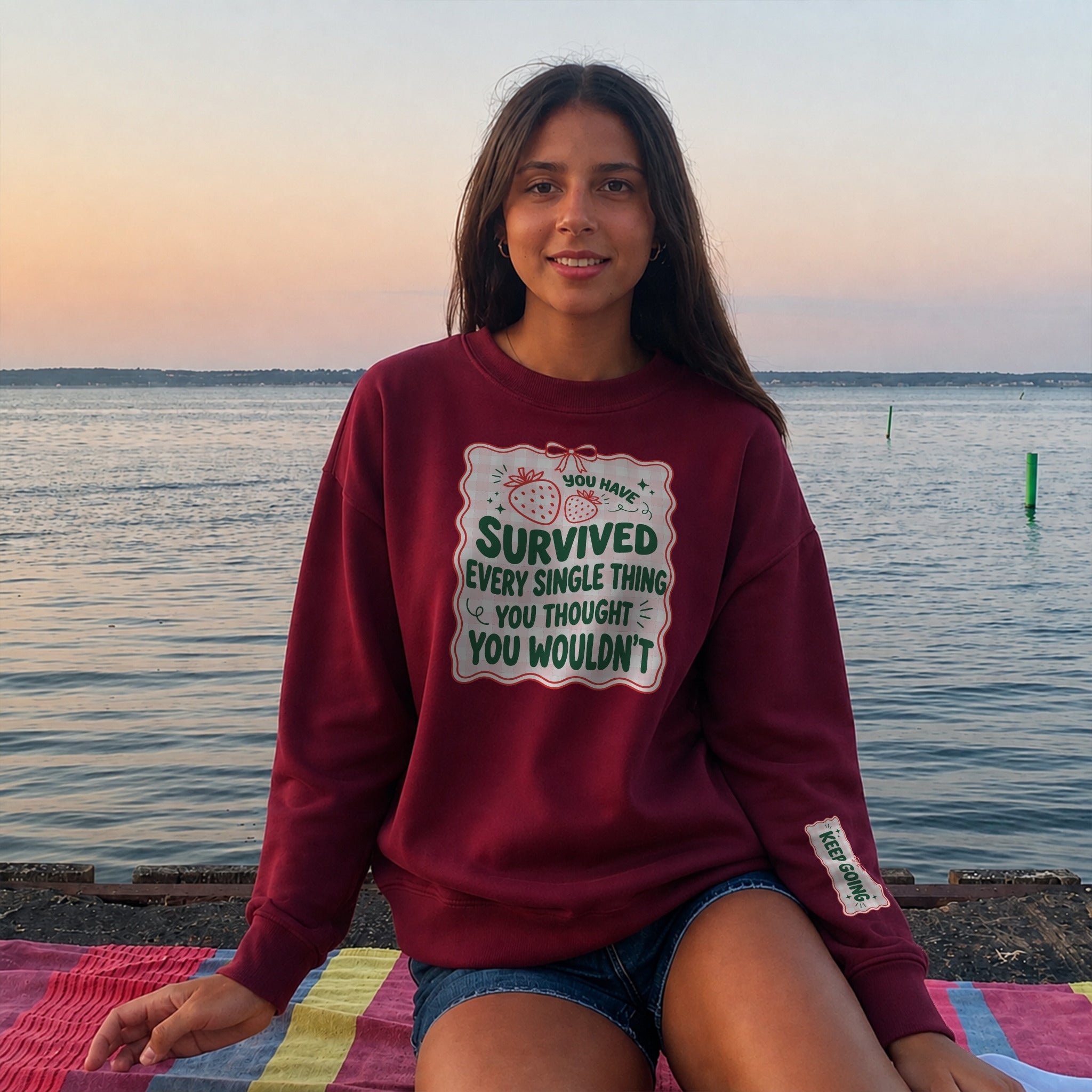 You Survived Sweater - Burgundy front