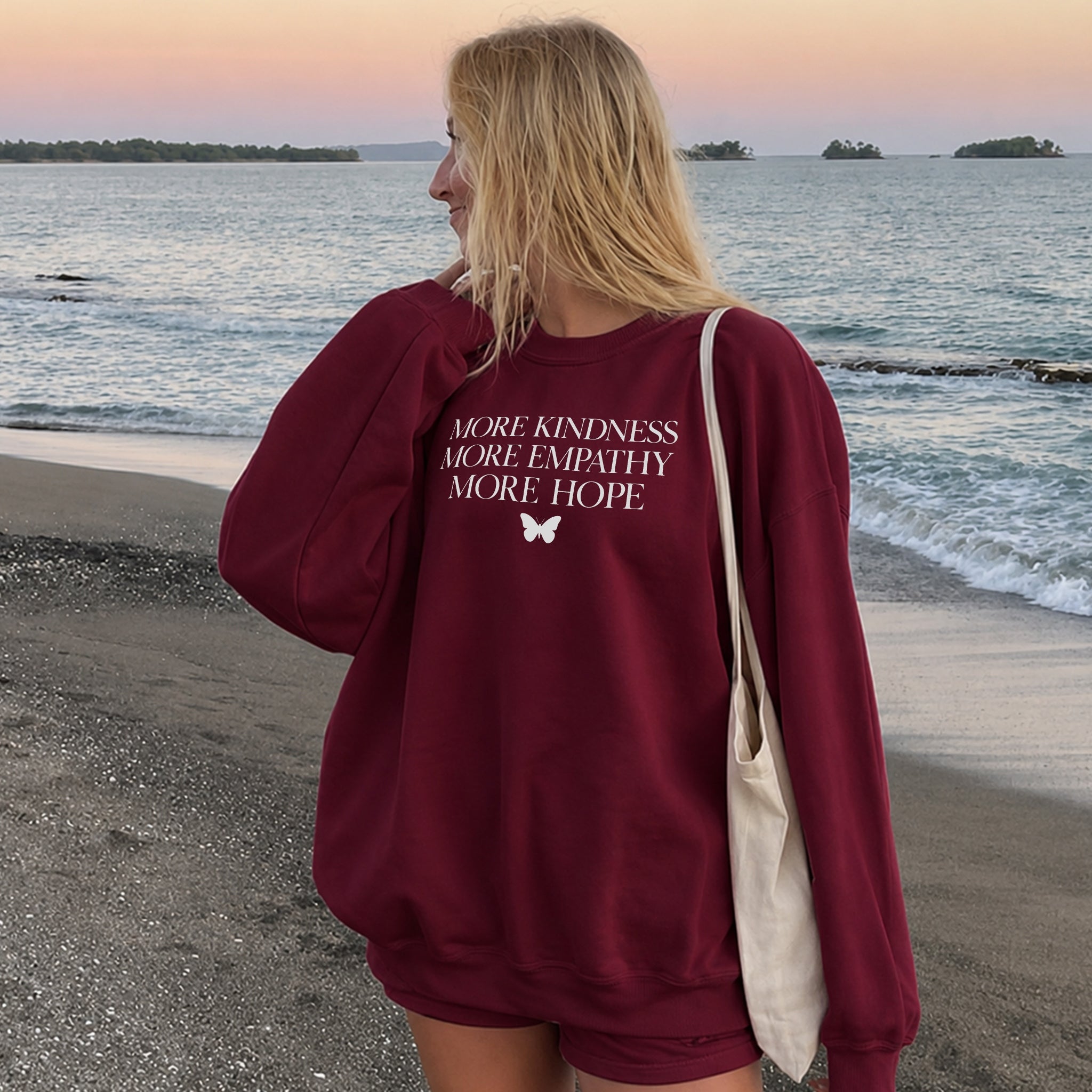 More Kindness More Hope Sweater - Burgundy front