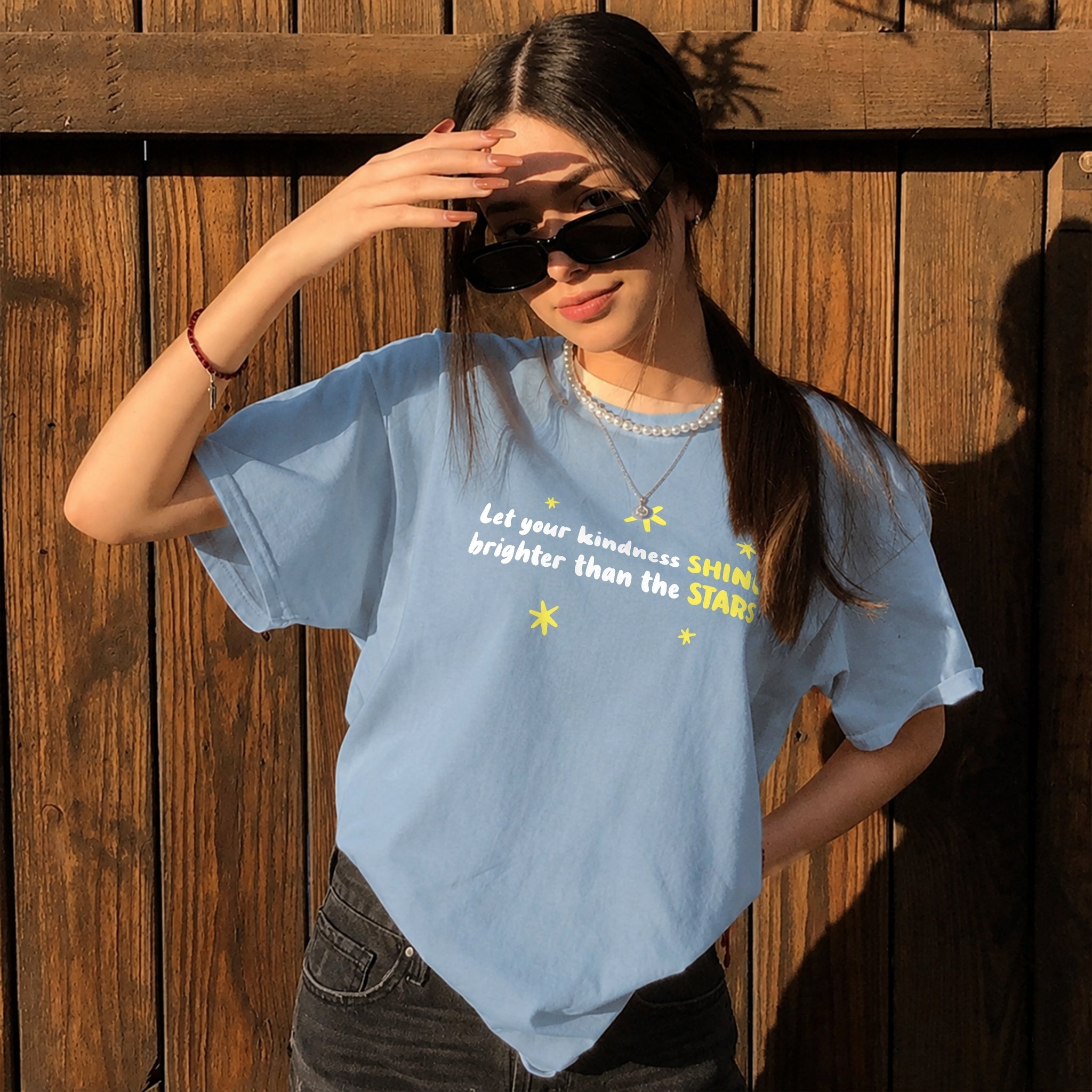 Let Your Kindness Shine Tee - Calm Blue front