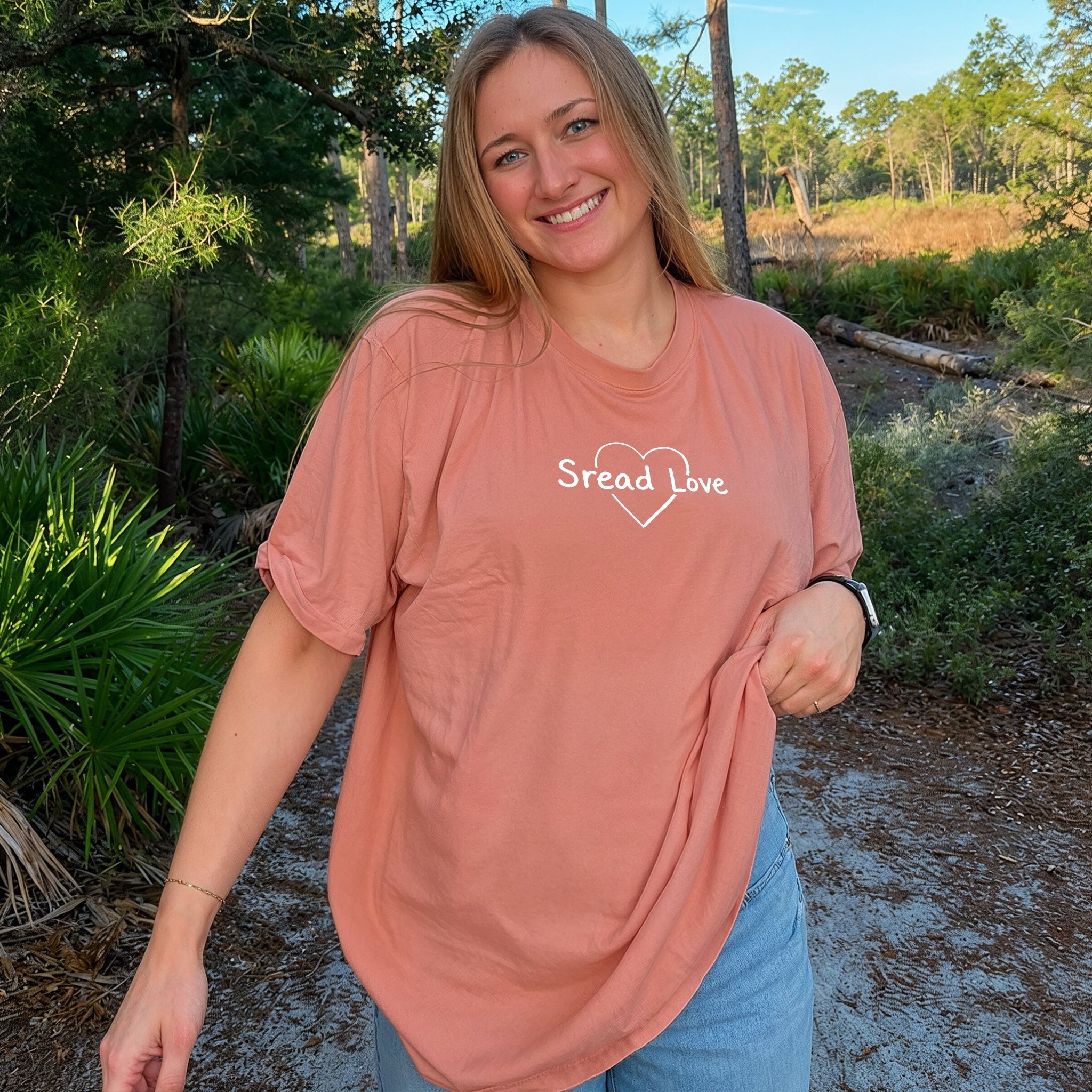 Spread Love Tee - Coral Front