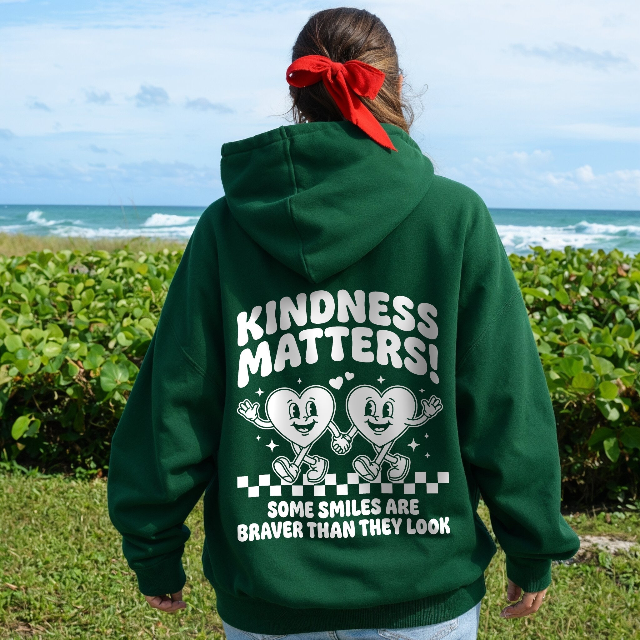 Kindness Matters Hoodie - Forest Green Back