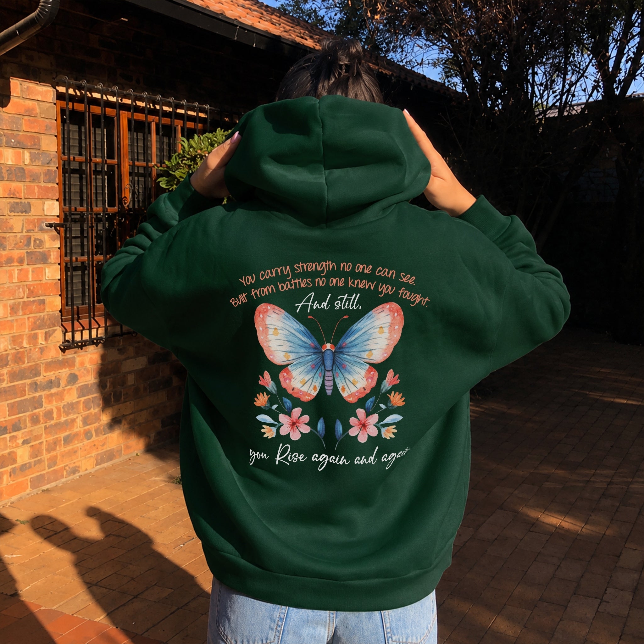 Unseen Strength Hoodie - Forest Green back