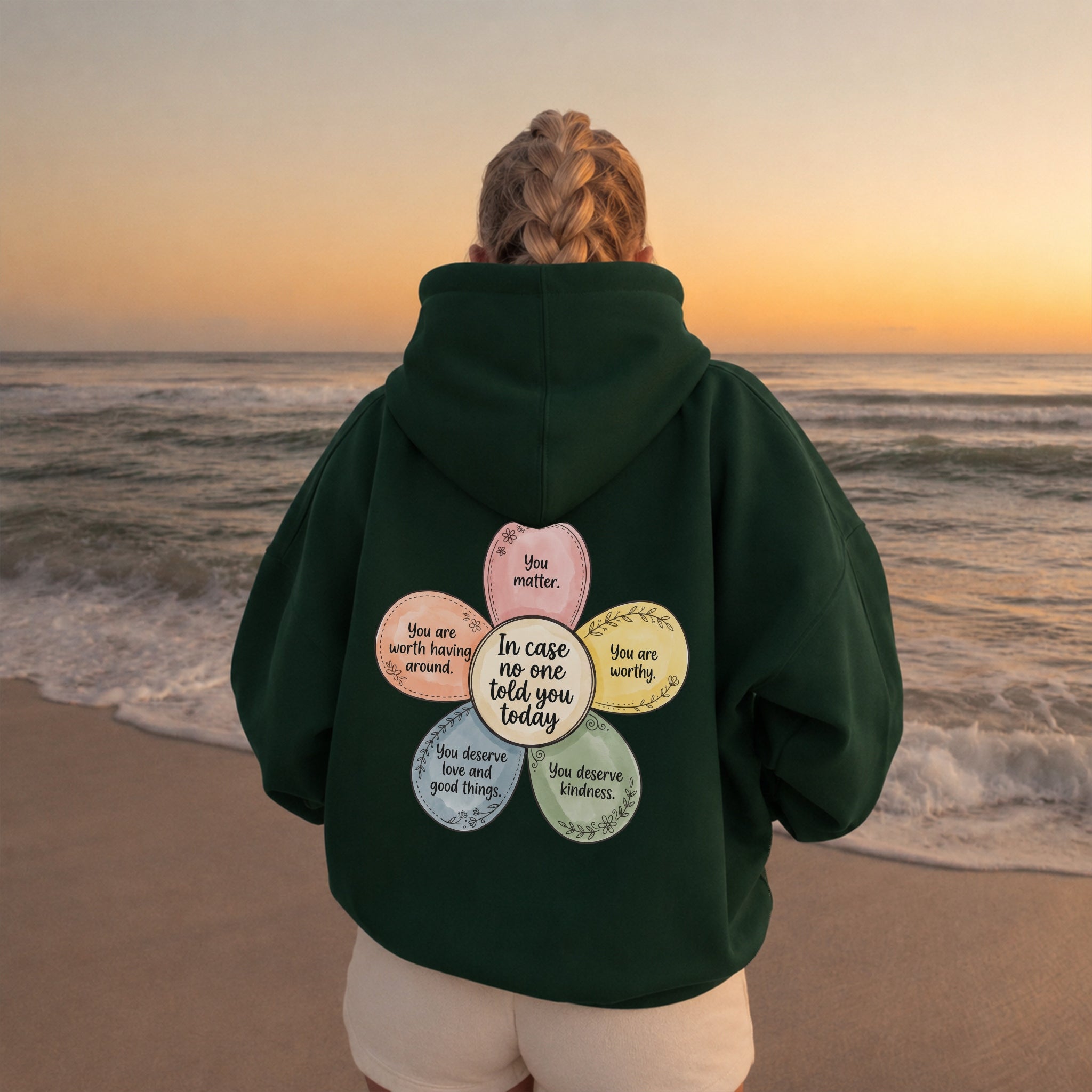Kind Reminder Hoodie - Forest Green back