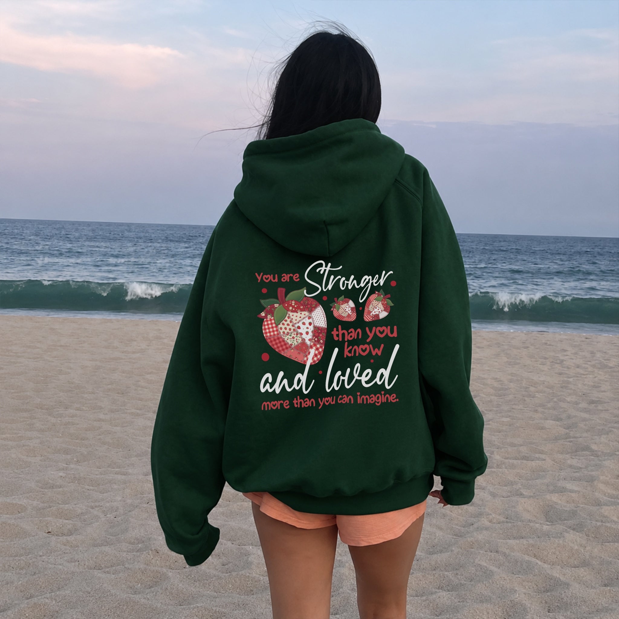 Stronger Than You Know Hoodie - Forest Green back
