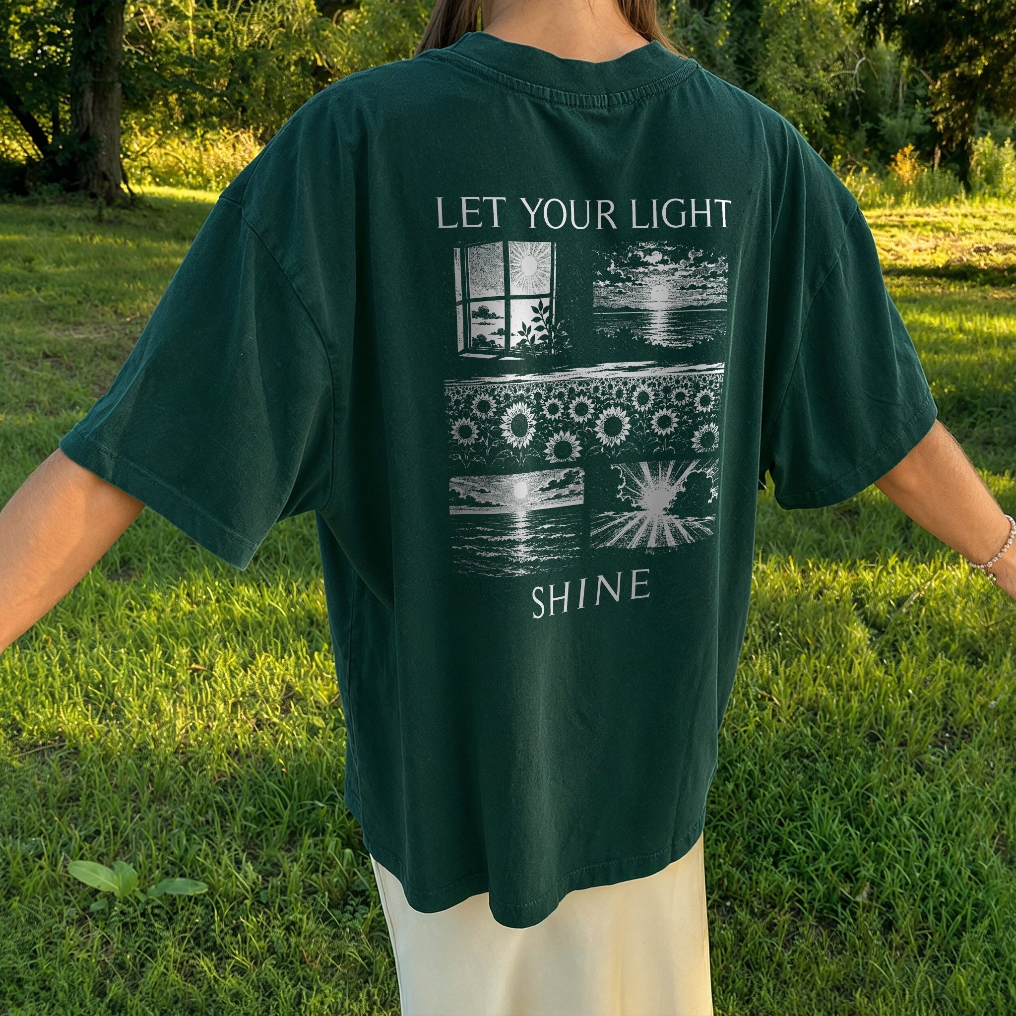 Let It Shine Tee - Forest Green Back