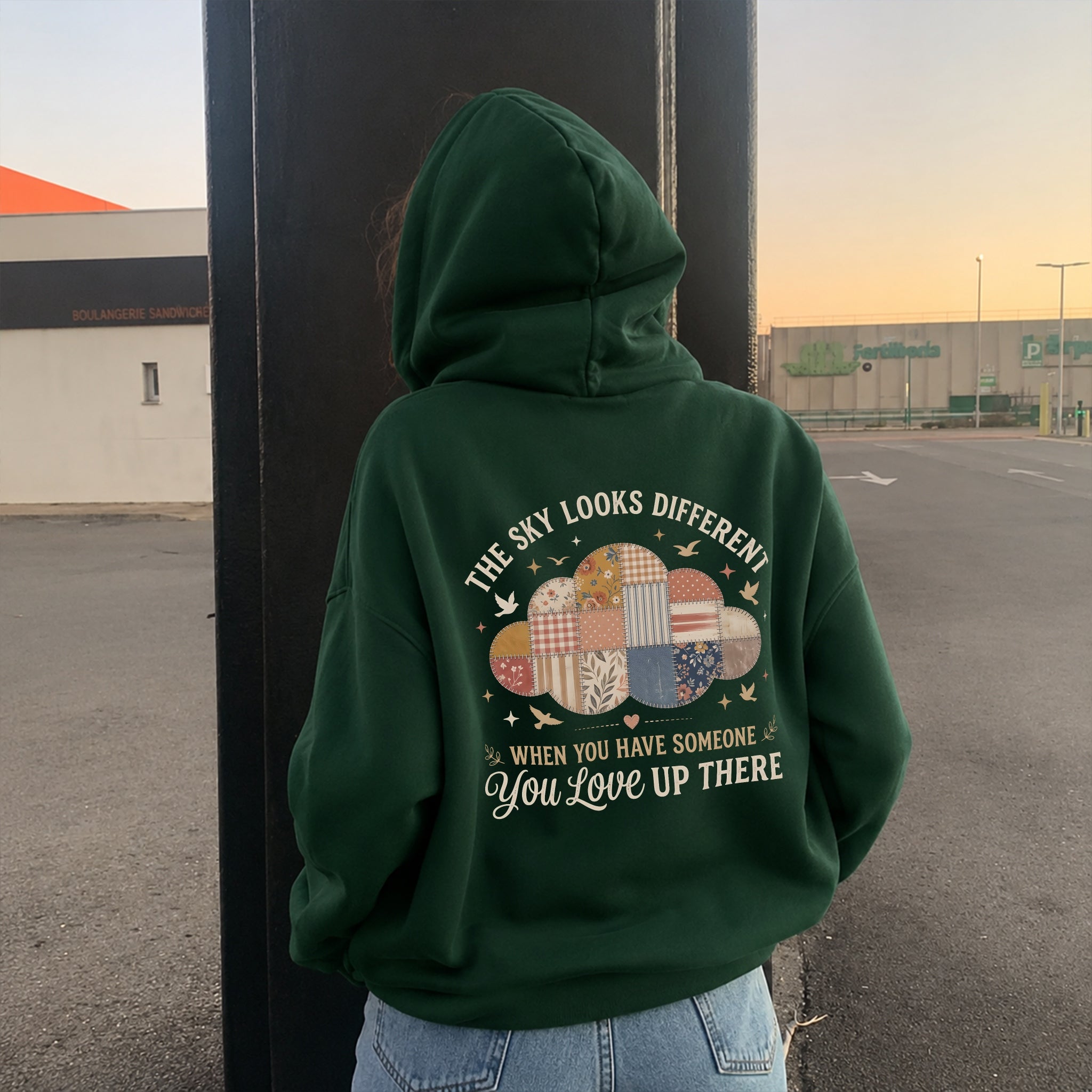 Someone Up There Hoodie - Forest Green back