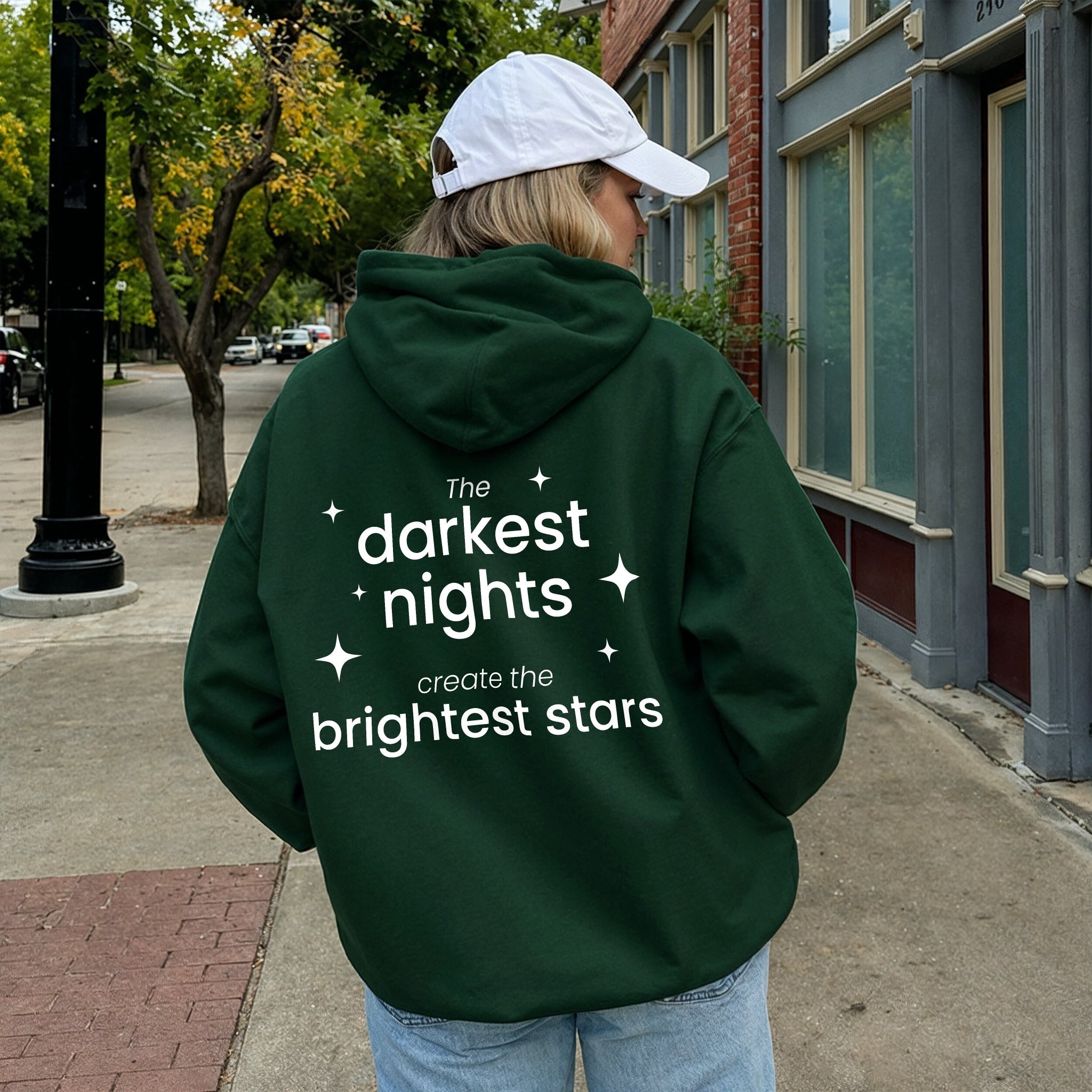 Darkest Nights Hoodie - Forest Green Back