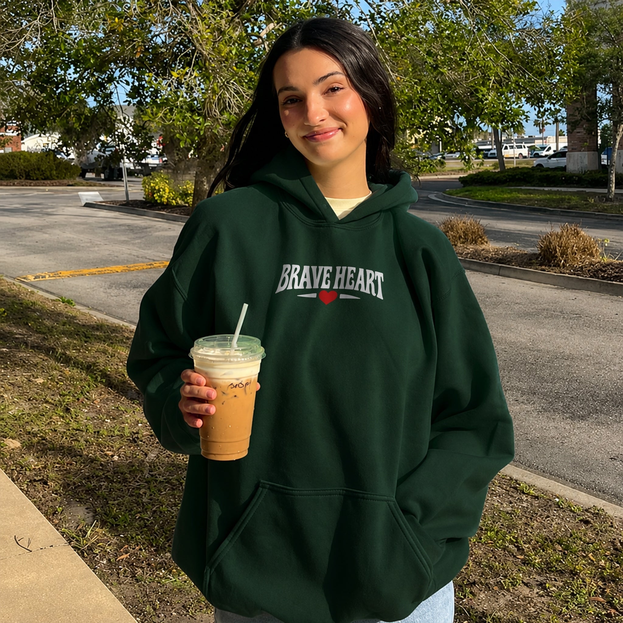Brave Heart Hoodie - Forest Green front