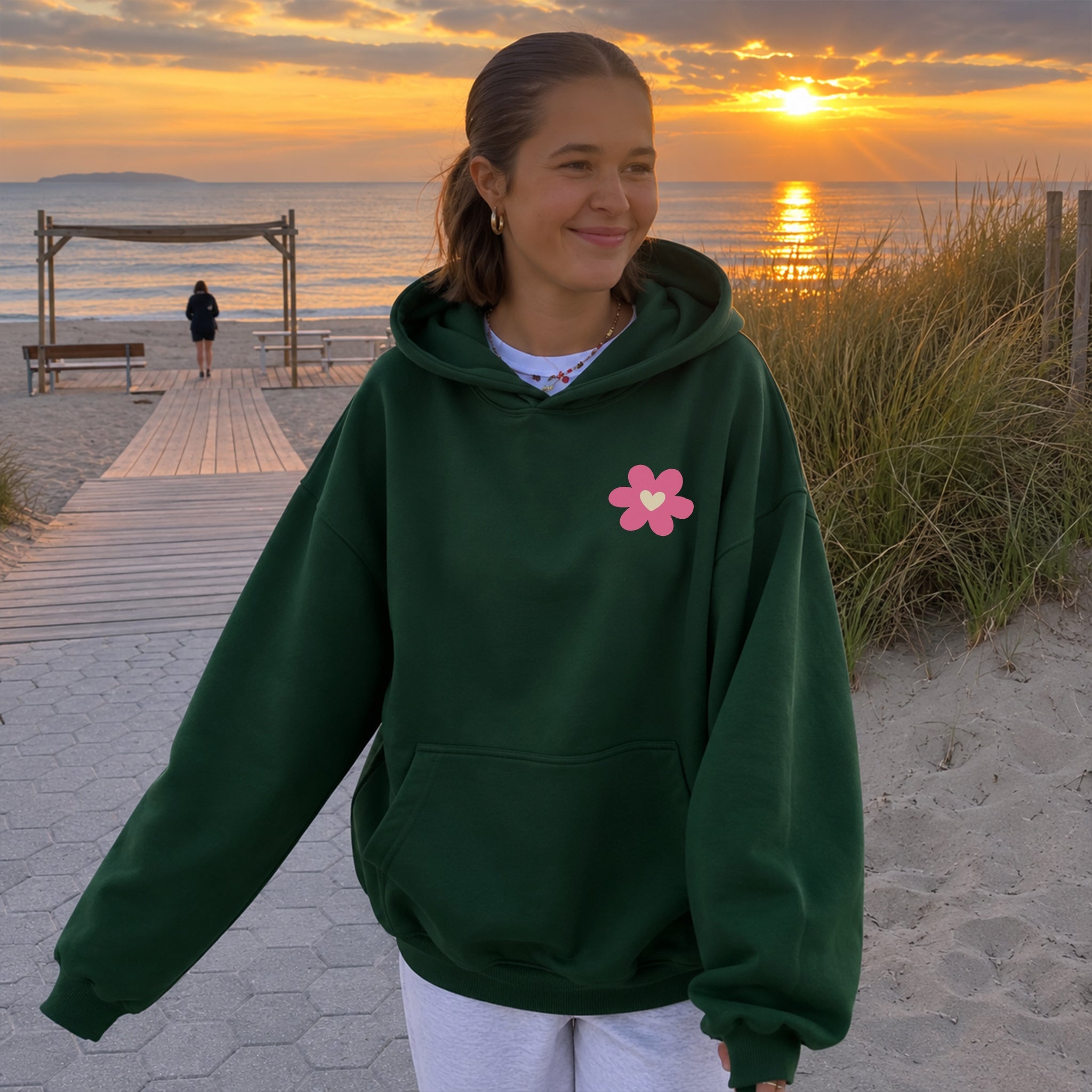 Life Only Comes Around Once Hoodie - Forest Green front