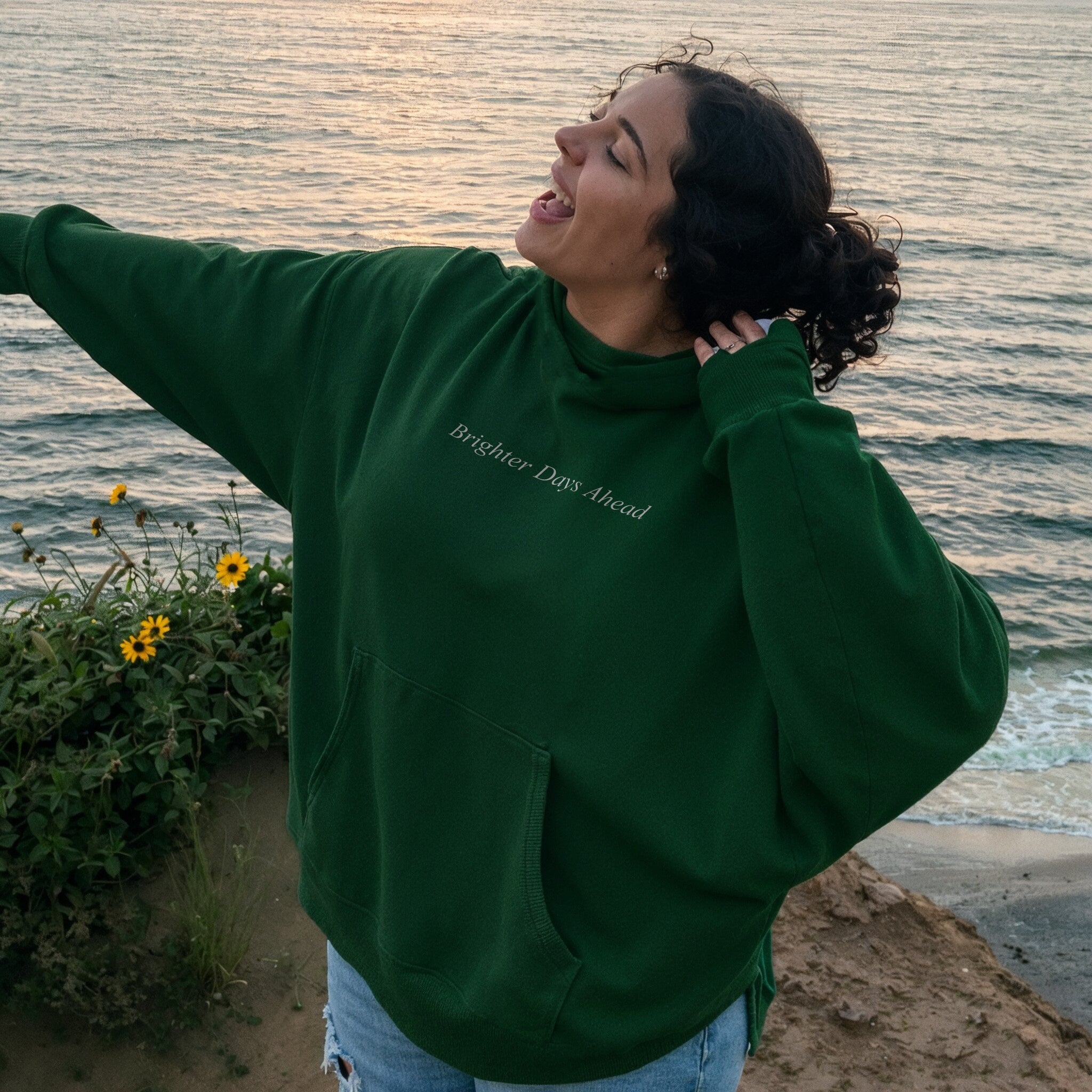 Light Returns Hoodie - Forest Green Front