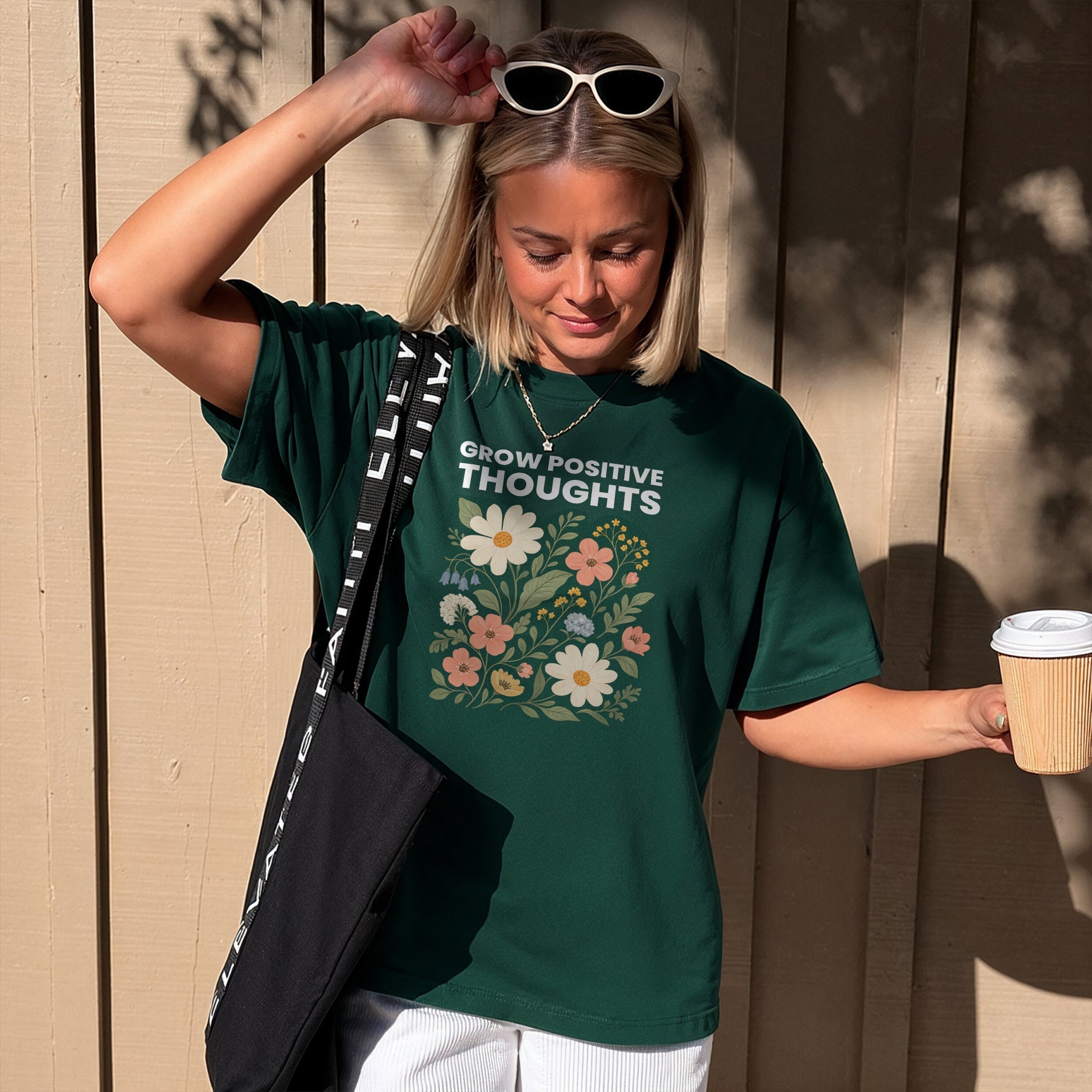 Grow Positive Tee - Forest Green Front