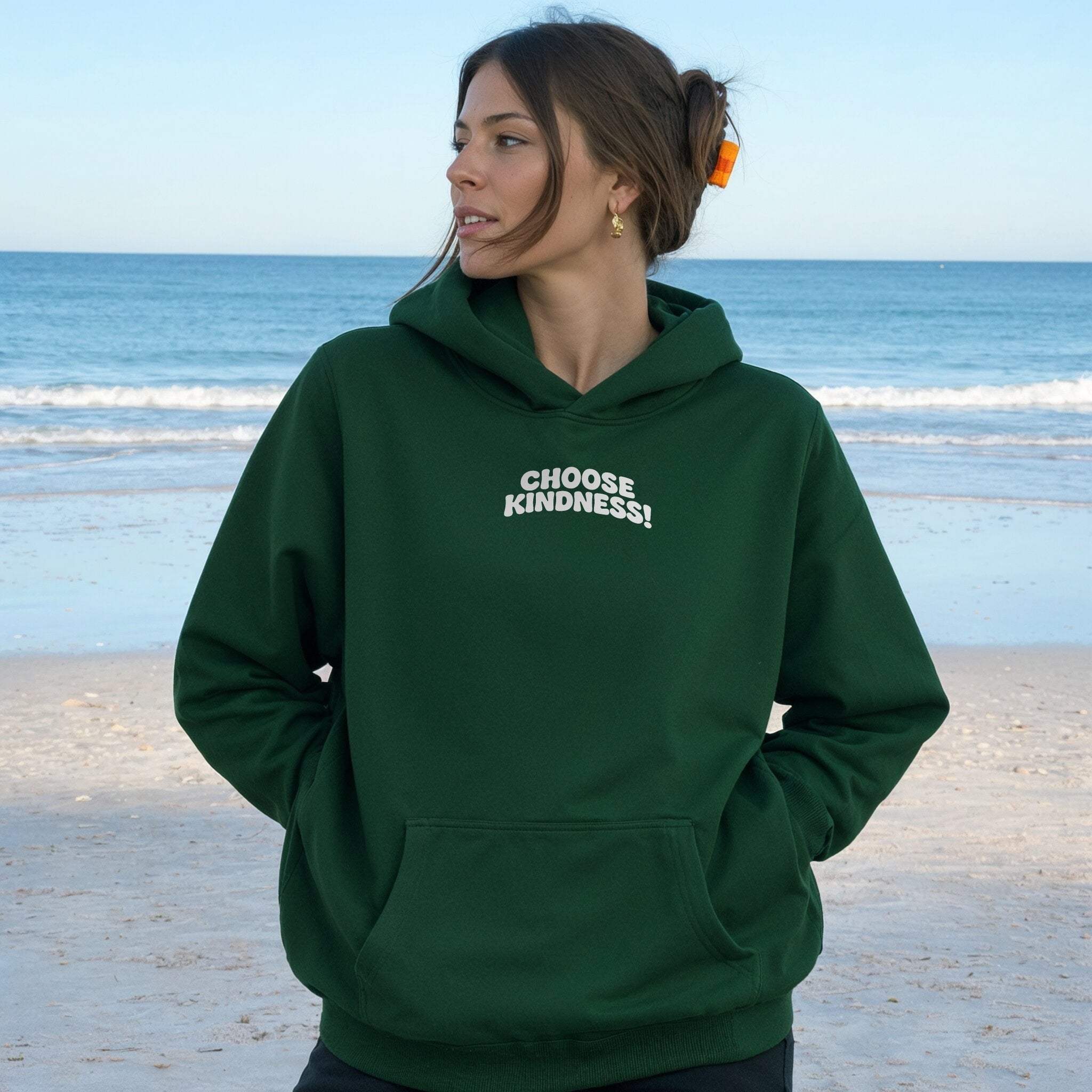 Kindness Matters Hoodie - Forest Green Front