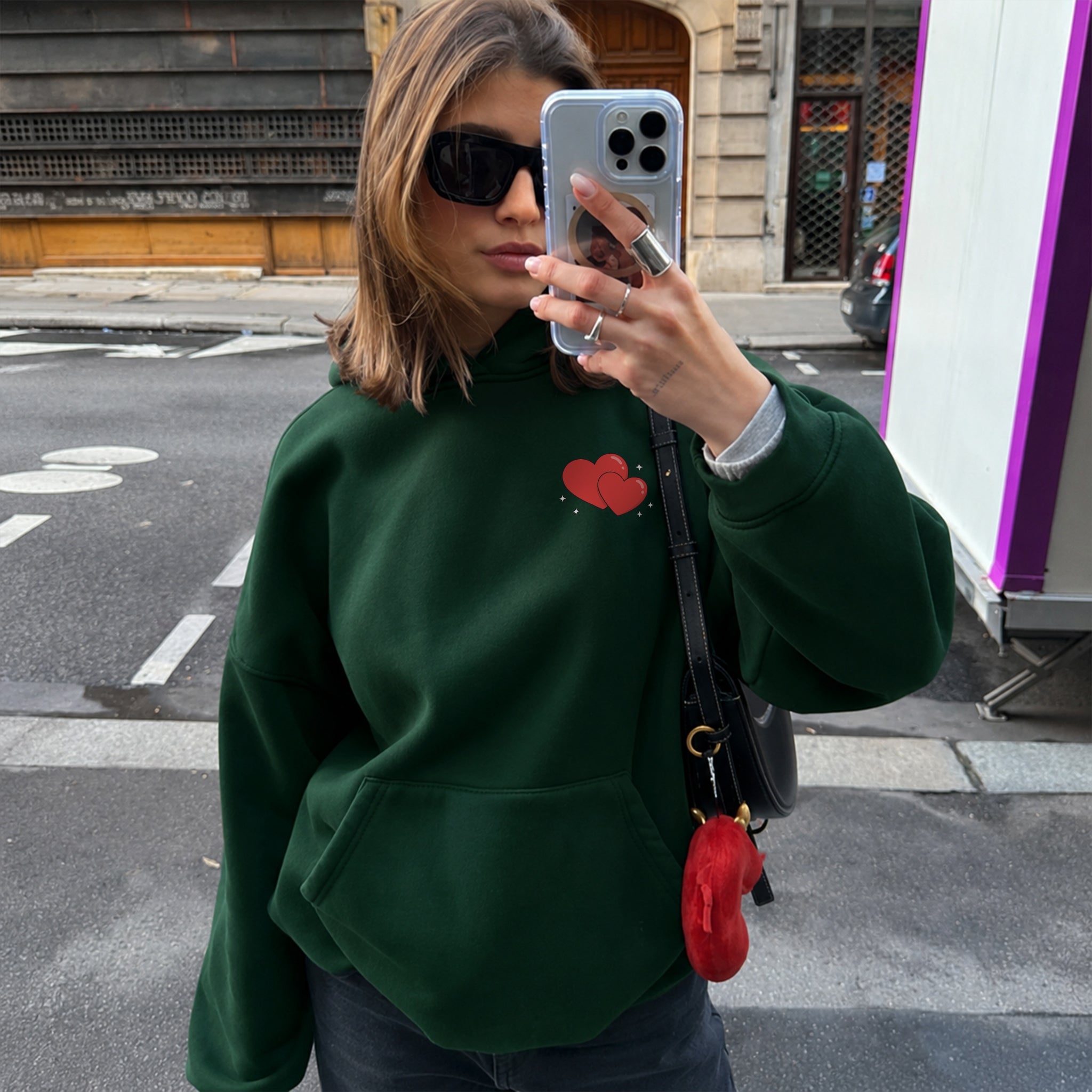 Feel Whatever Your Heart Needs Hoodie - Forest Green front