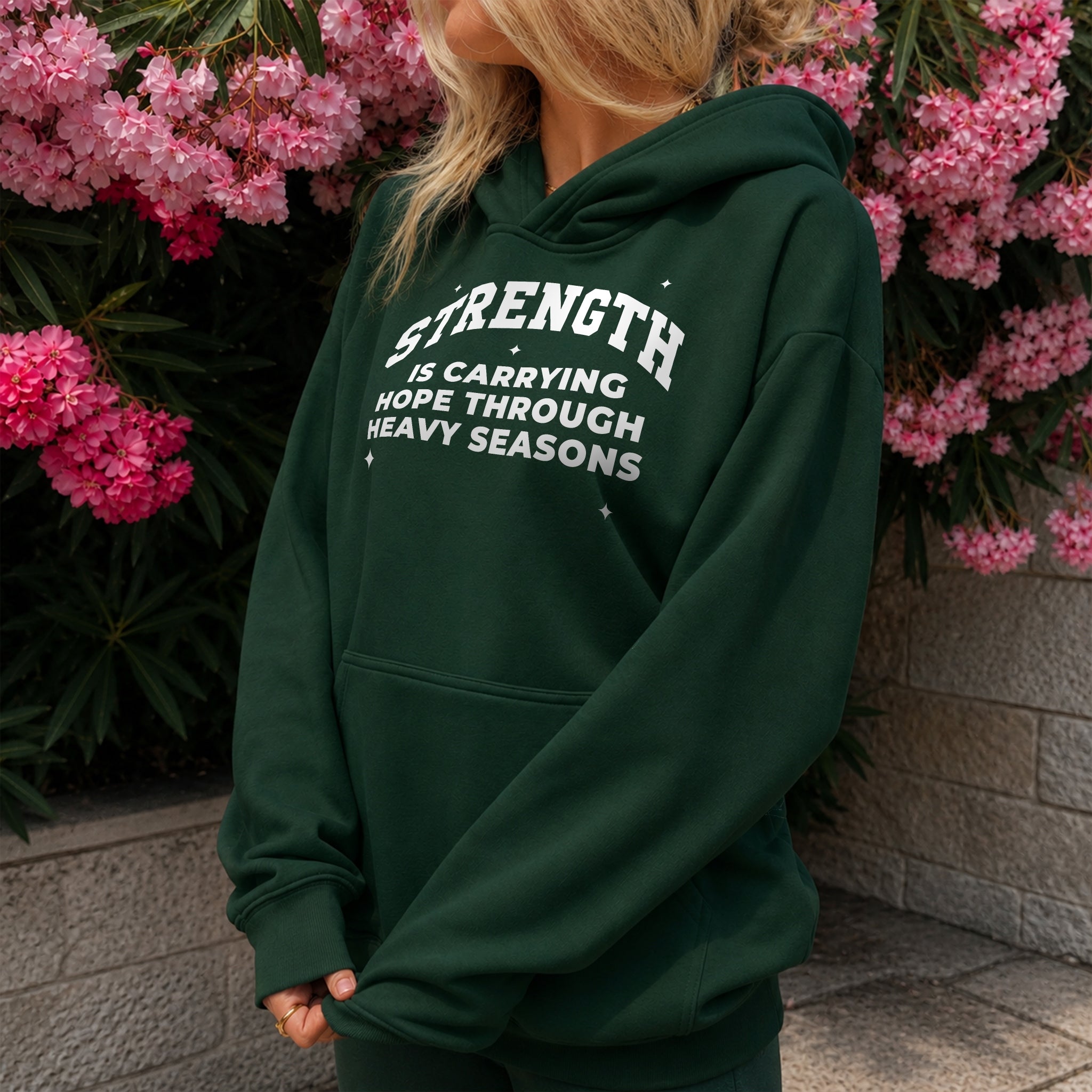 Carry Hope Hoodie - Forest Green front