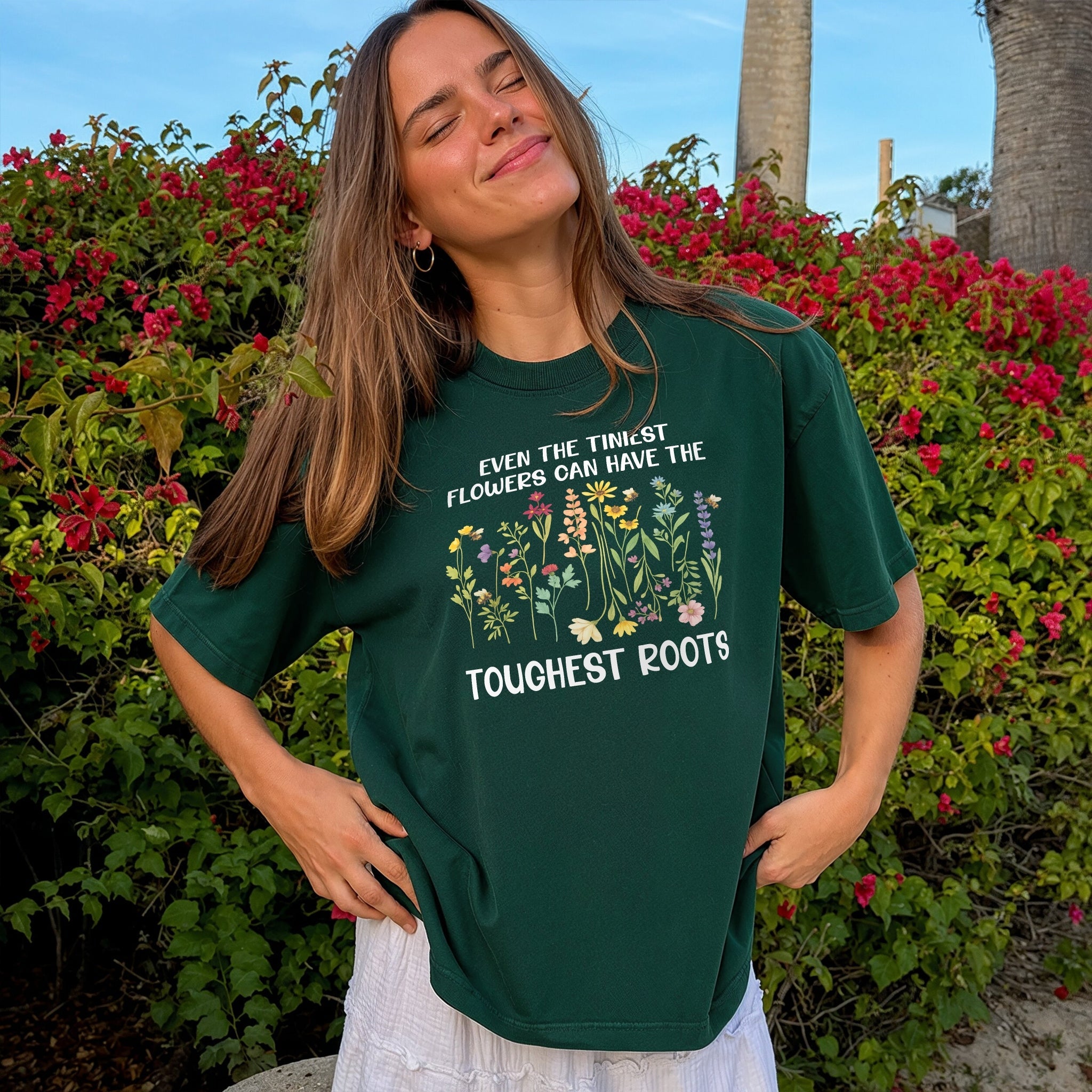Tough Roots Tee - Forest Green Front