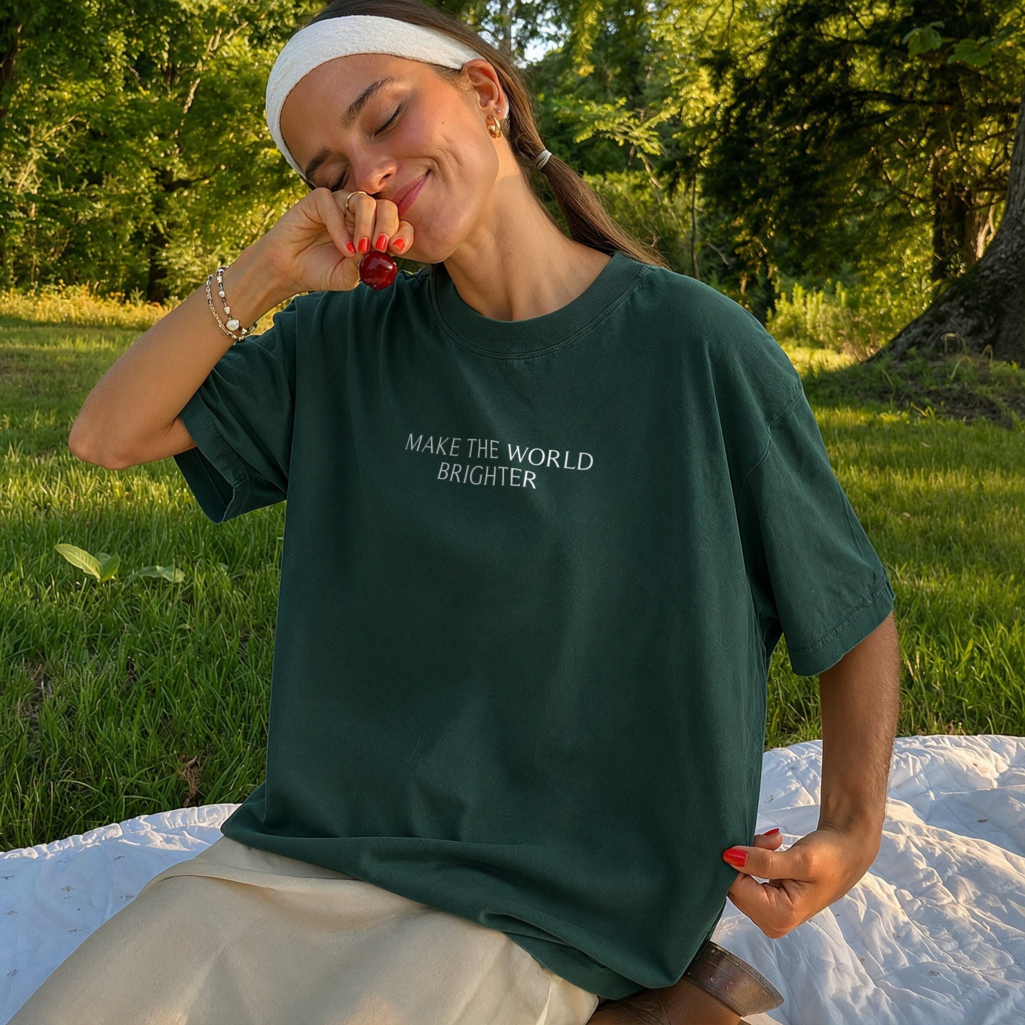 Let It Shine Tee - Forest Green Front