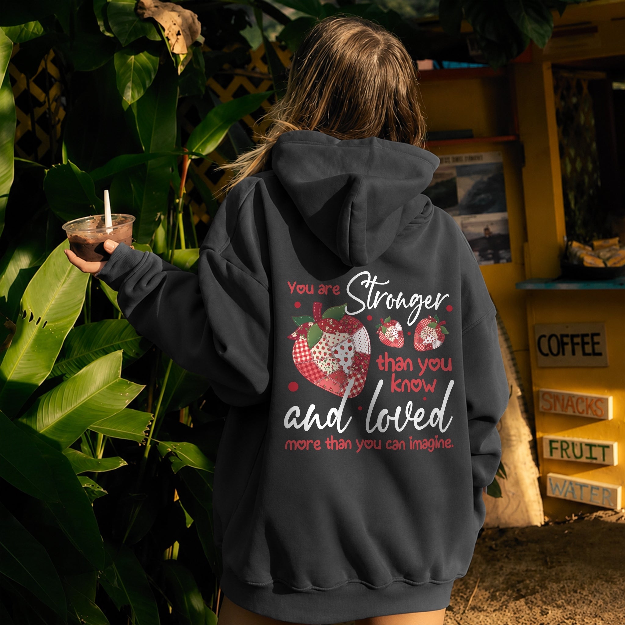 Stronger Than You Know Hoodie - Gray back