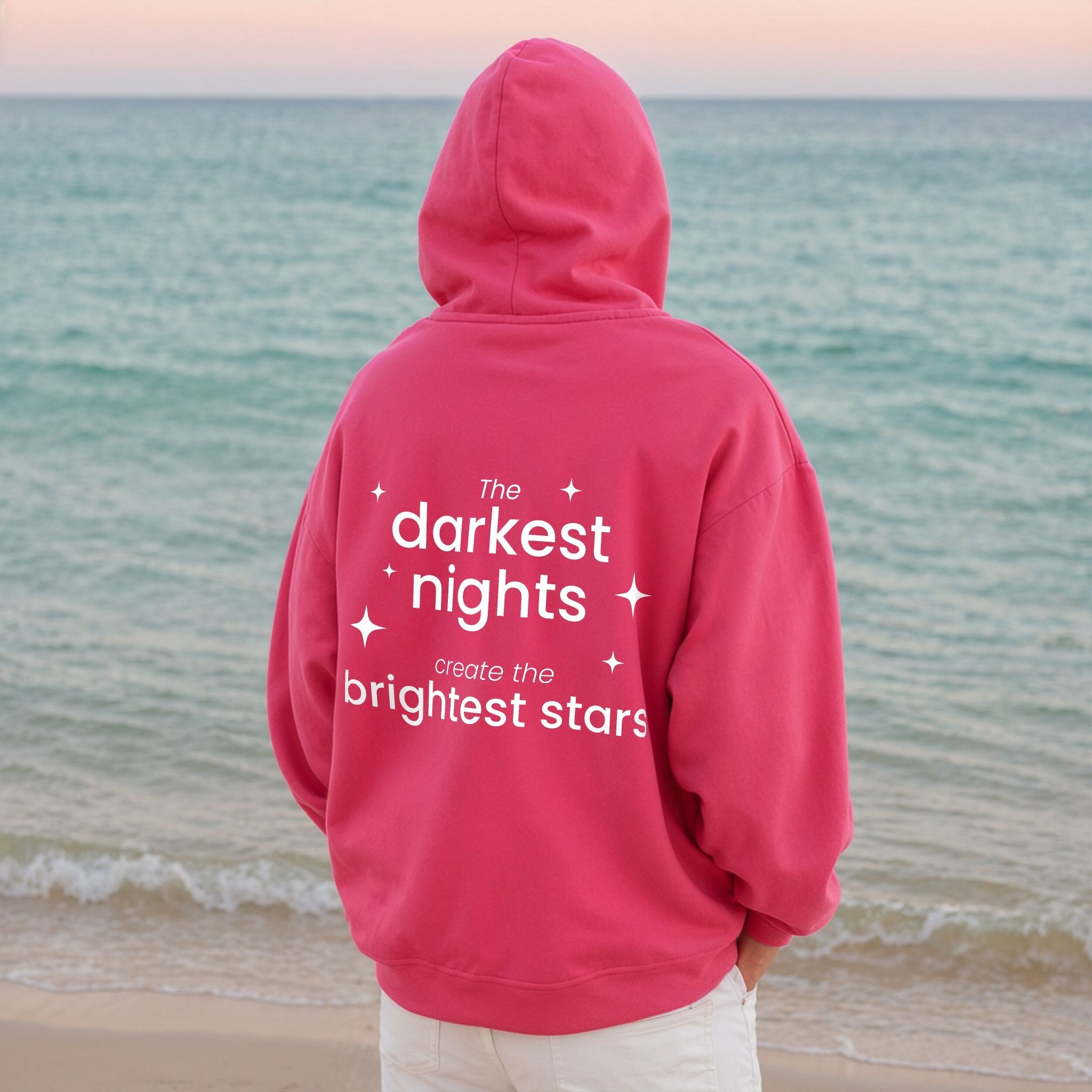 Darkest Nights Hoodie - Hot Pink Back
