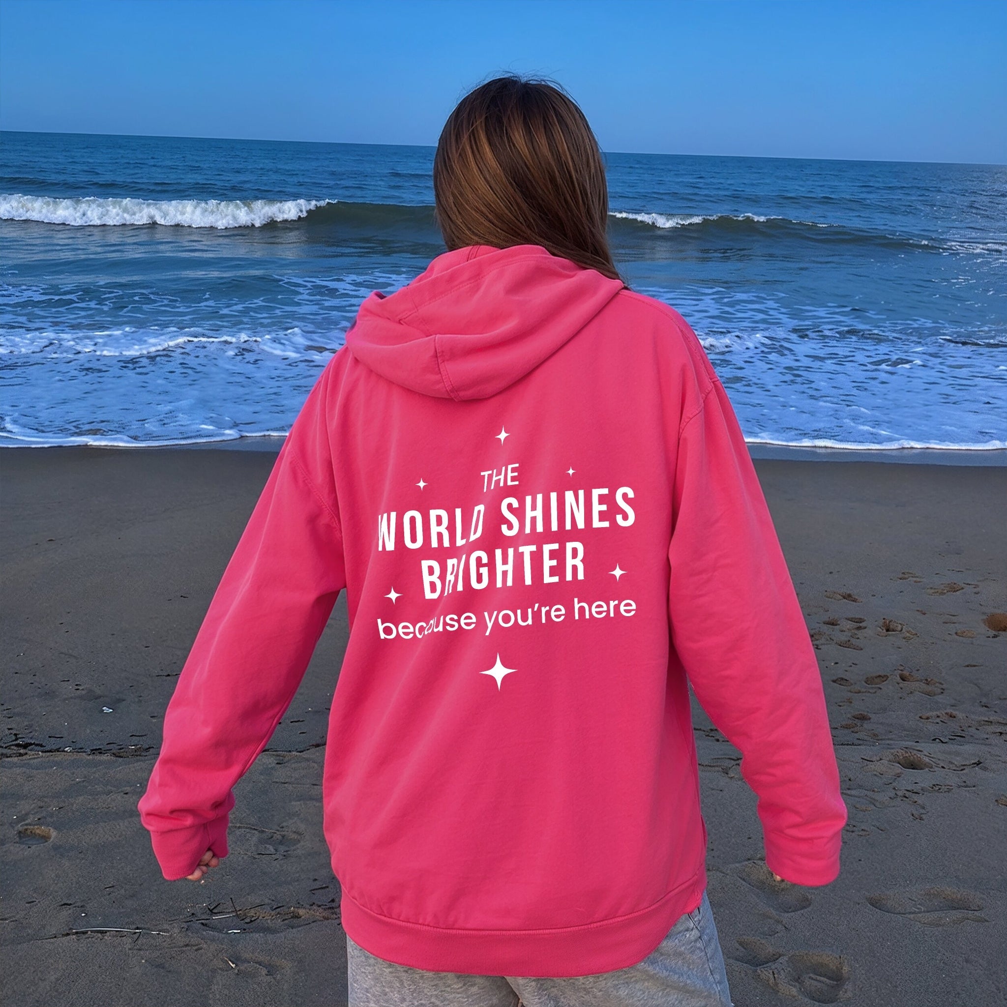 Brighter Than Midnight Hoodie - Hot Pink Back