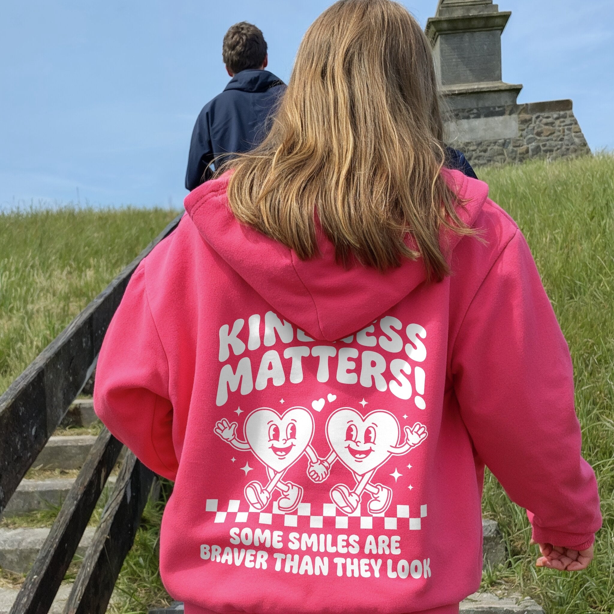 Kindness Matters Hoodie - Hot Pink Back