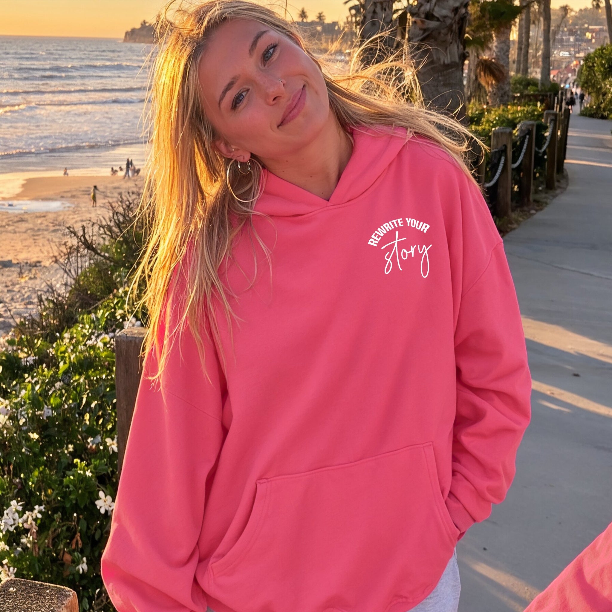 Rewrite Hoodie - Hot Pink Front