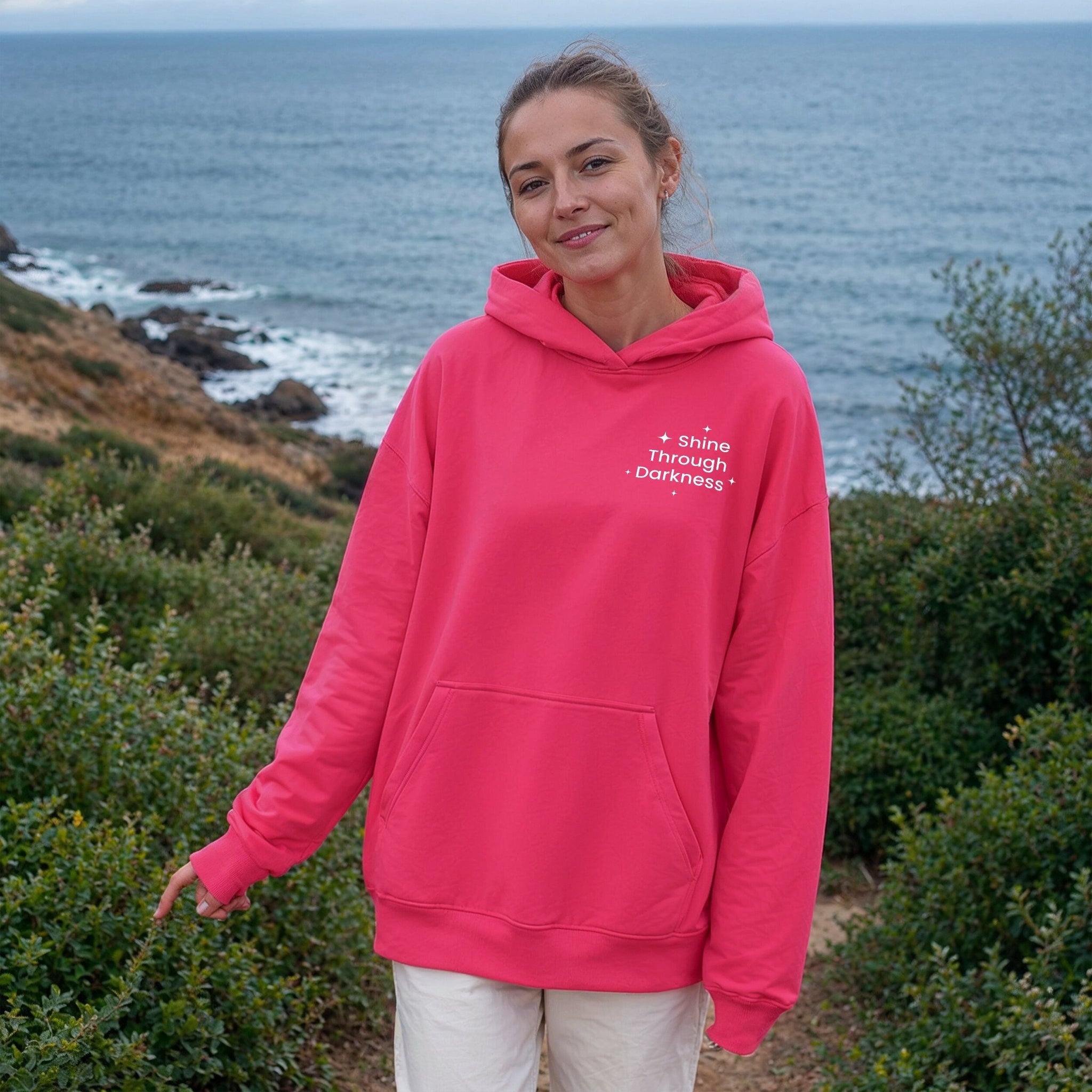 Darkest Nights Hoodie - Hot Pink Front