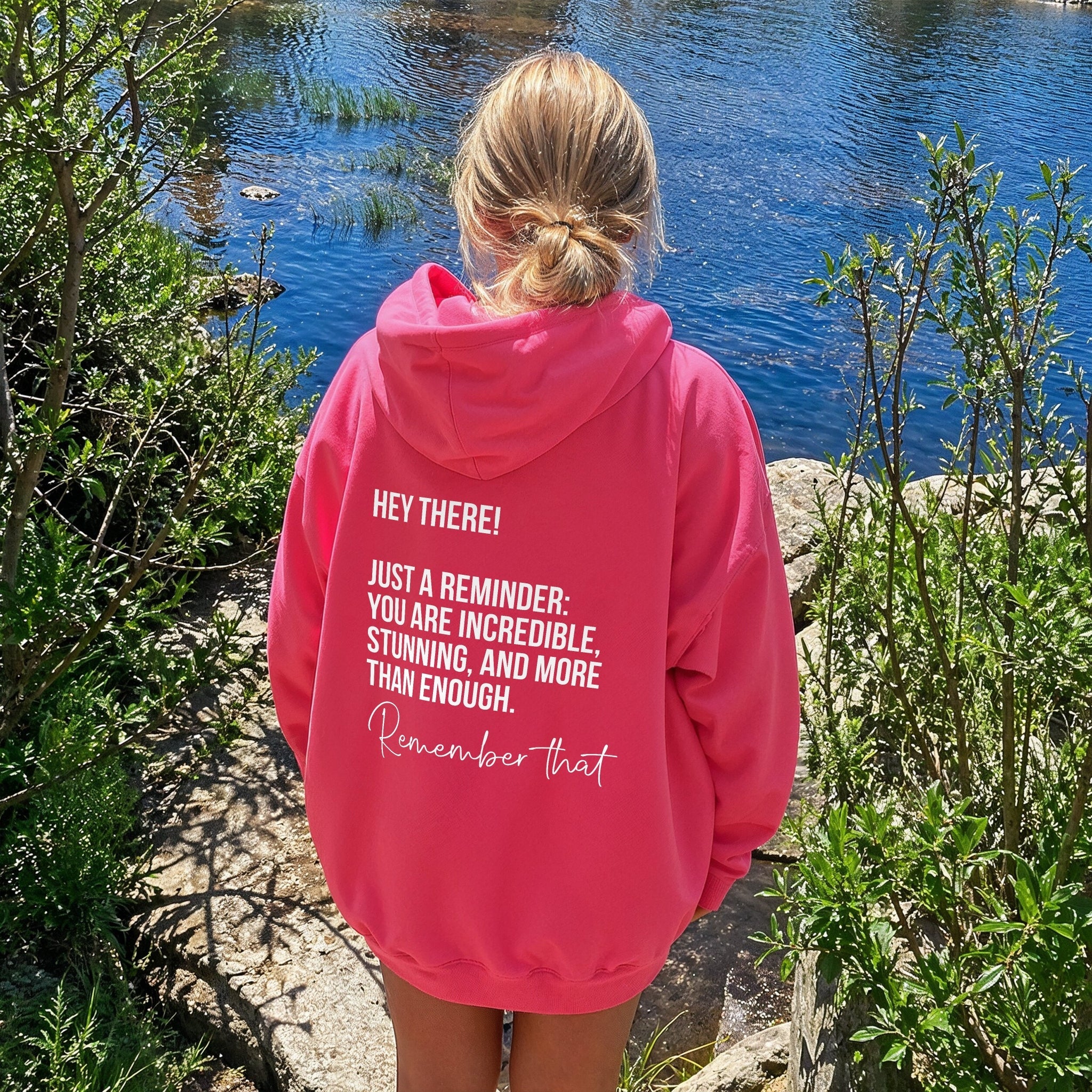 More Than Enough Hoodie - Hot Pink Front