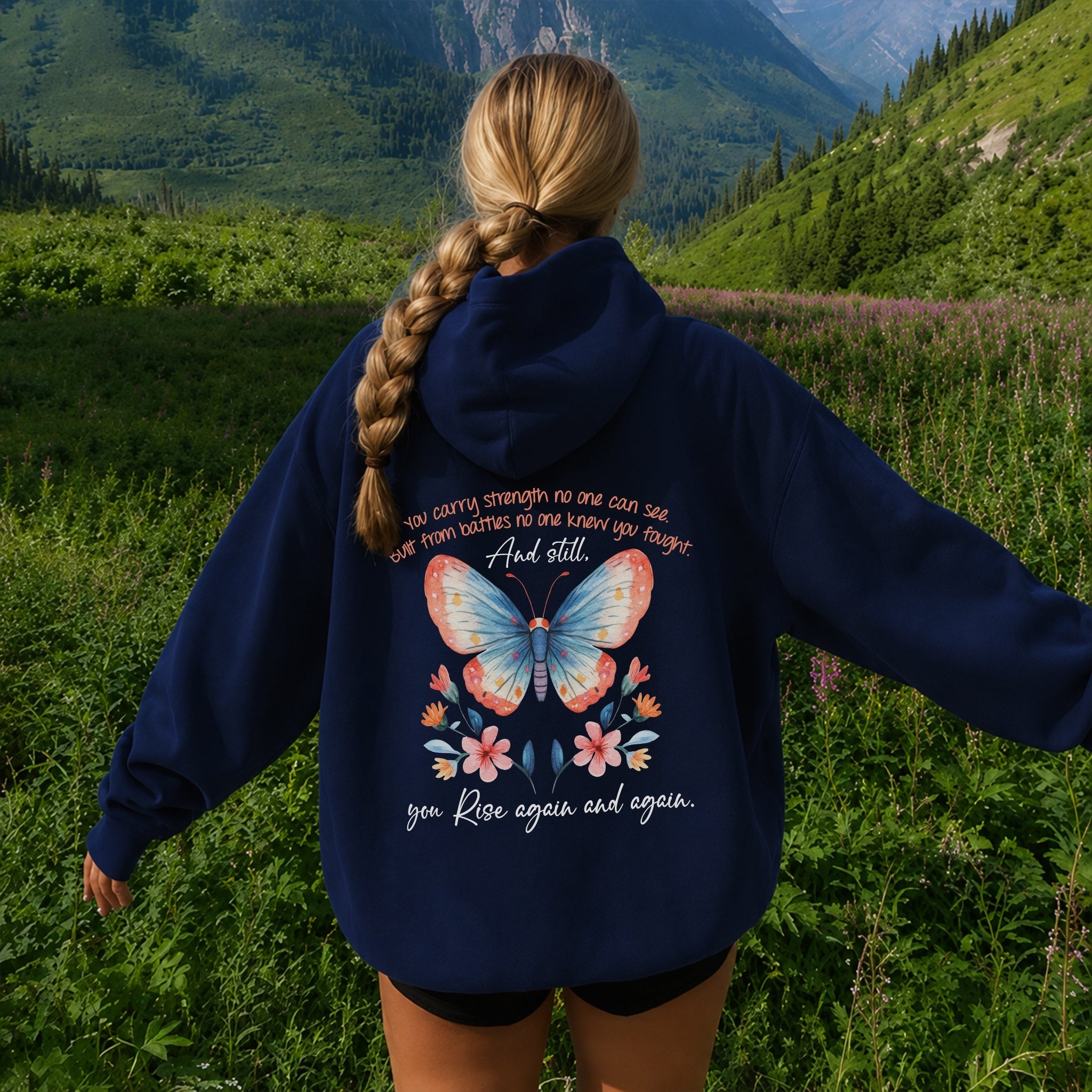 Unseen Strength Hoodie - Navy back