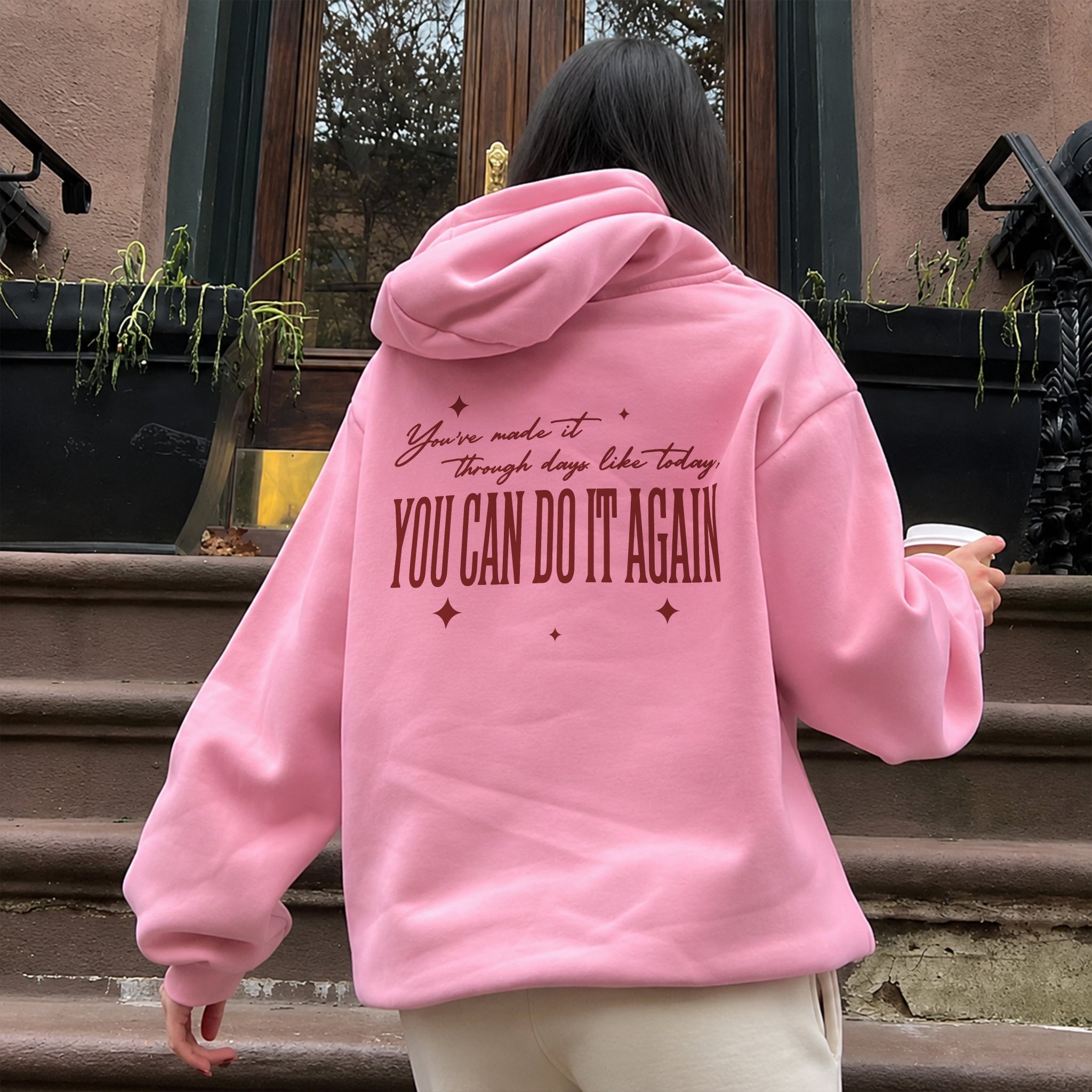 You Can Do It Again Hoodie - Bubblegum back
