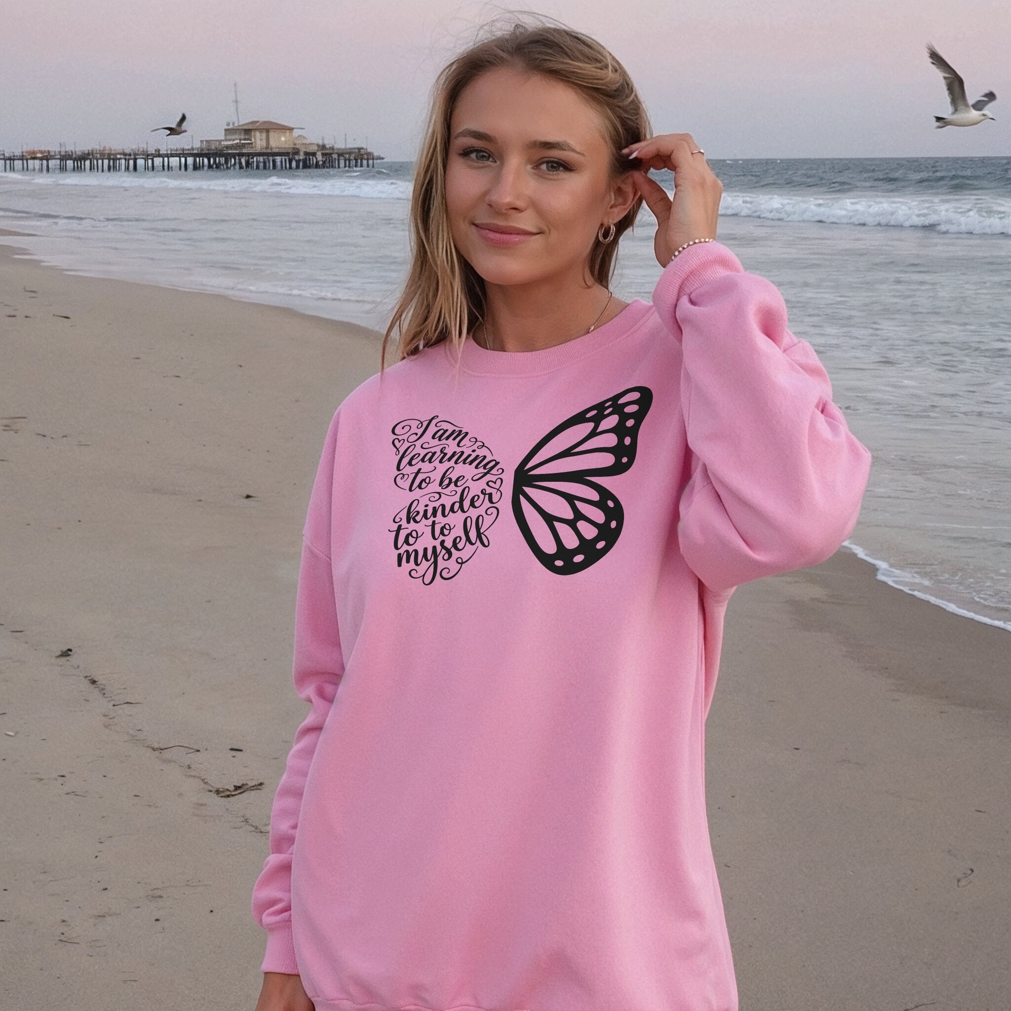 Kinder To Me Sweater - Bubblegum Front