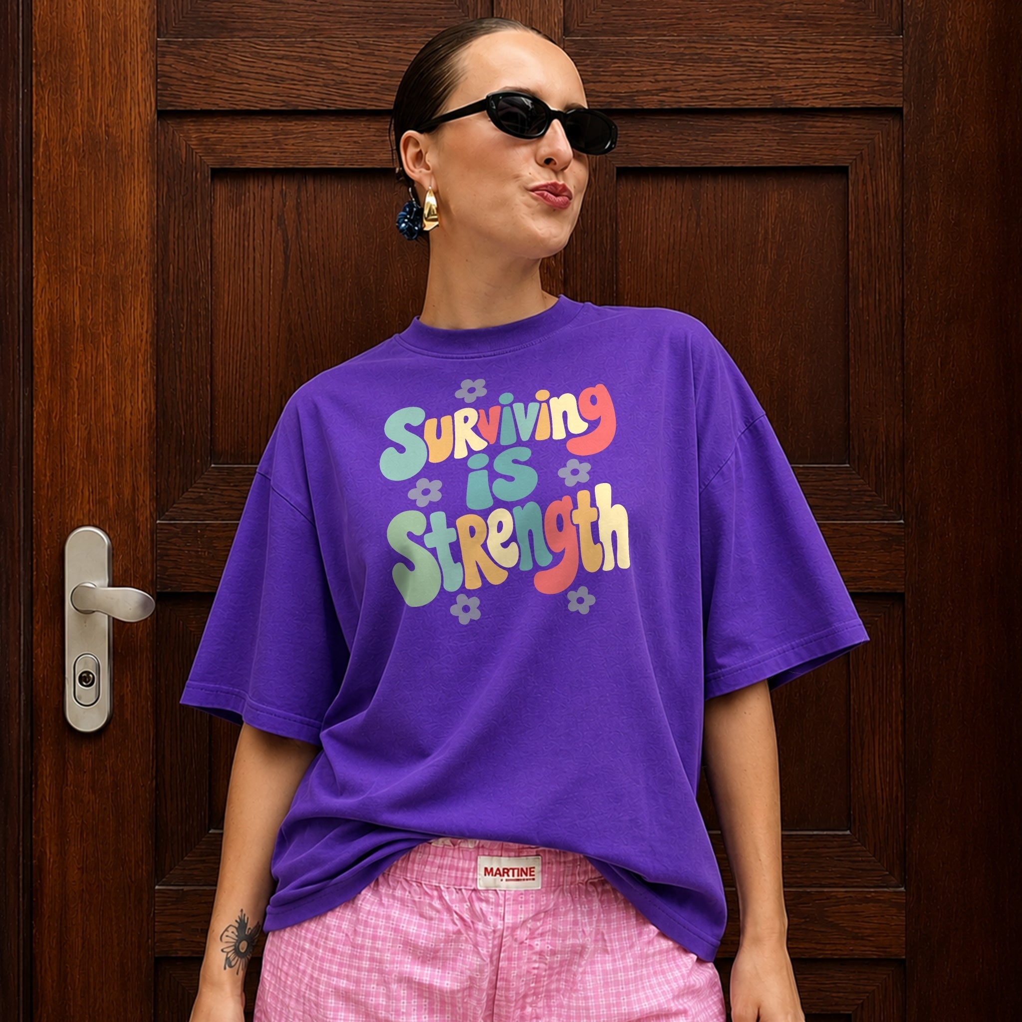Surviving Is Strength Tee - Royal Purple front