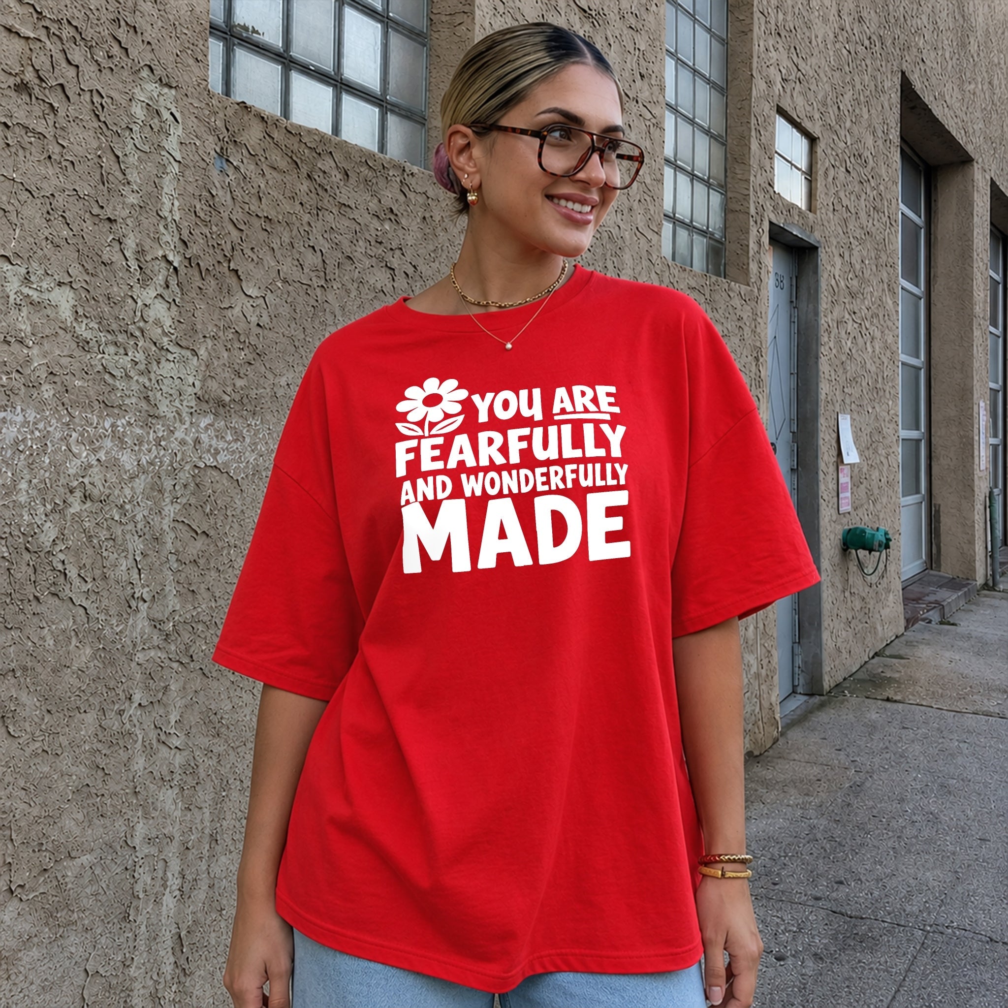 Fearfully And Wonderfully Made Tee - Red front
