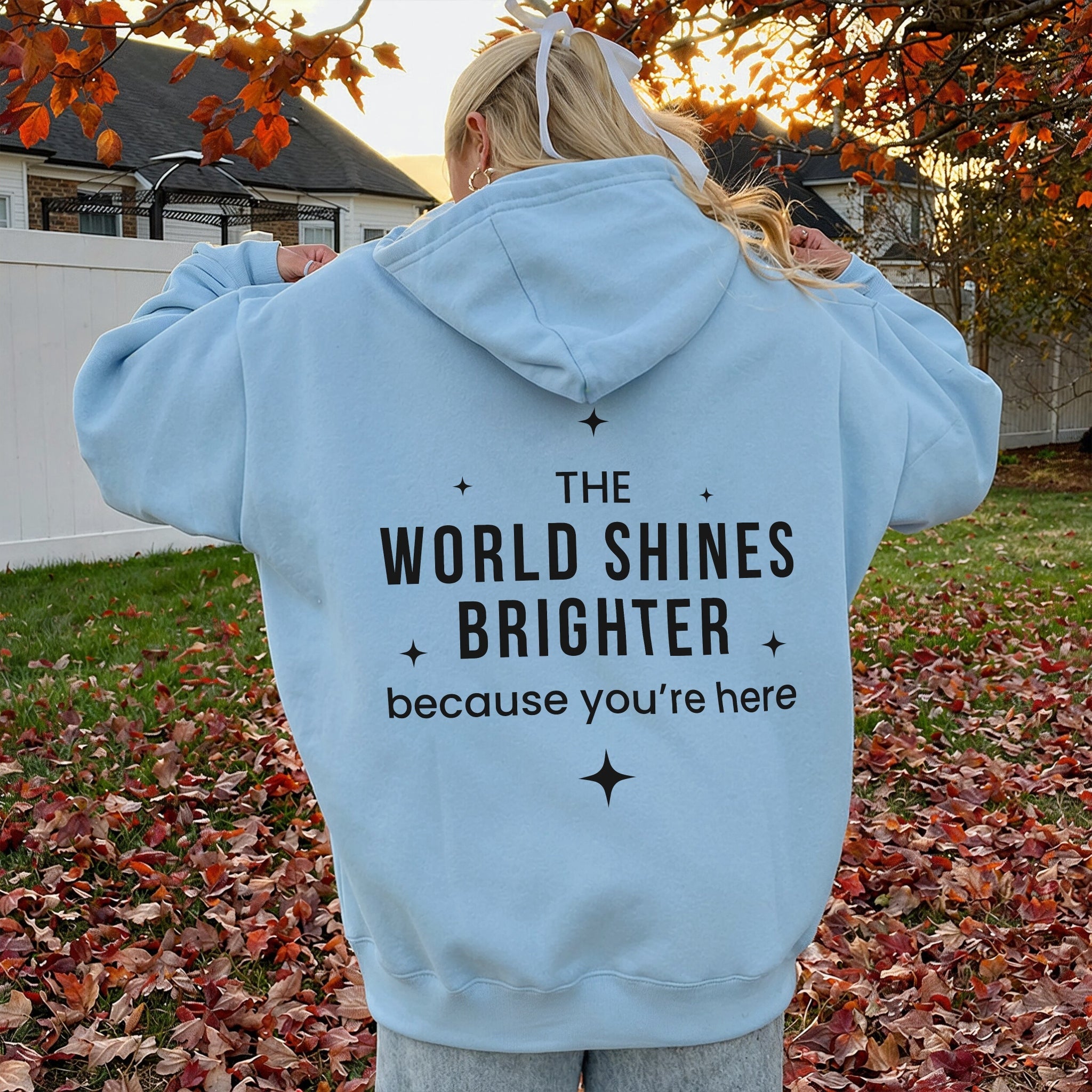 Brighter Than Midnight Hoodie - Sky Blue Back