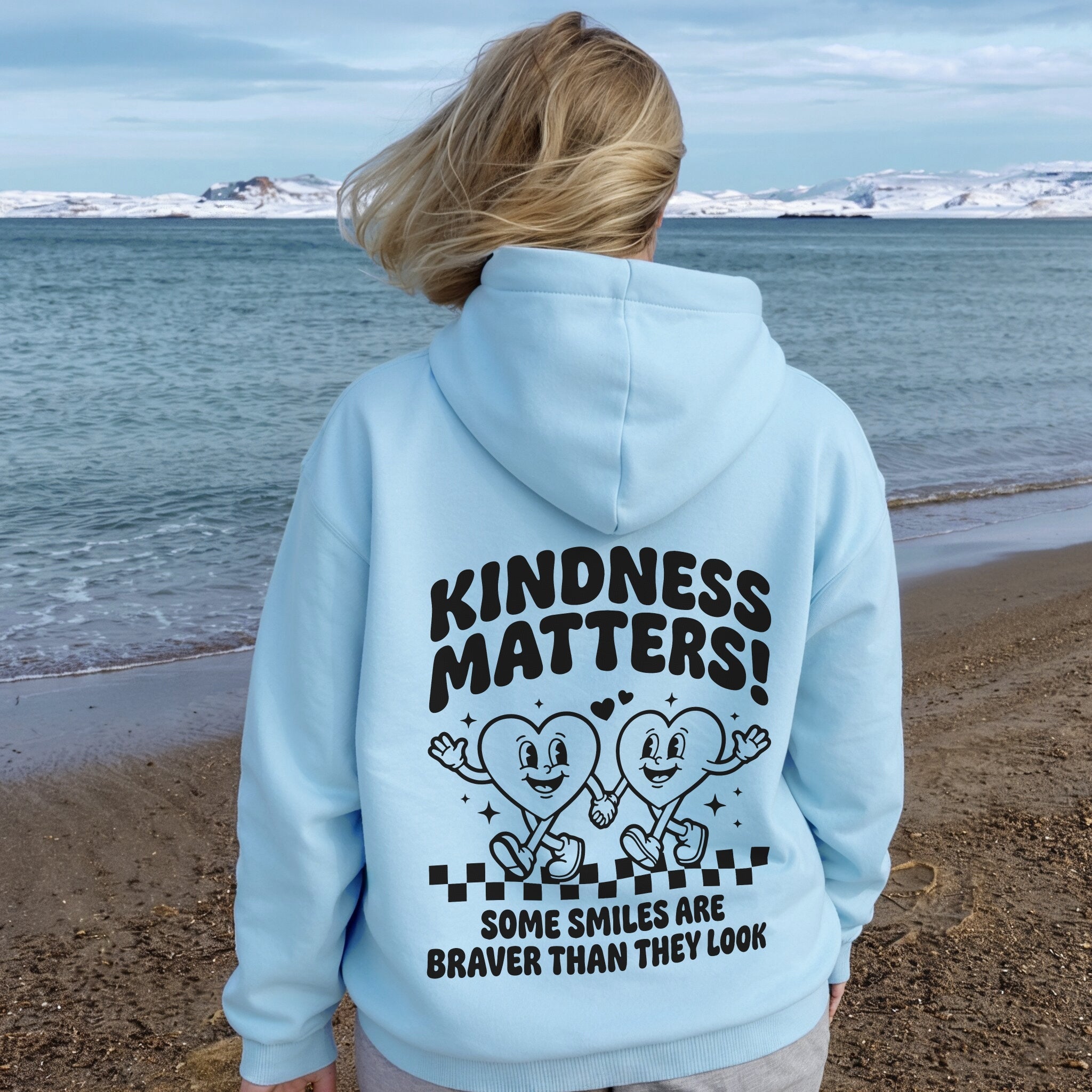 Kindness Matters Hoodie - Sky Blue Back