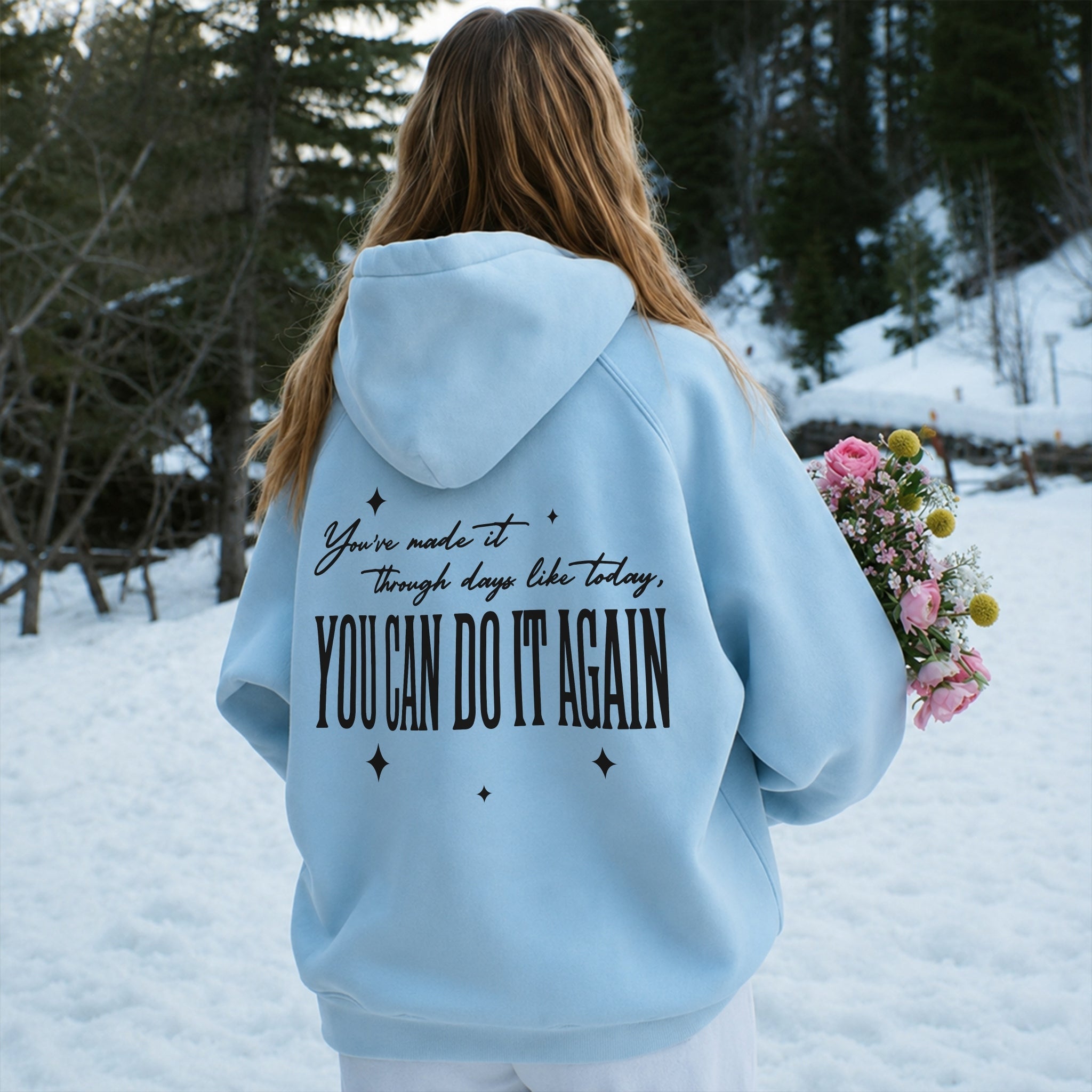 You Can Do It Again Hoodie - Sky Blue back