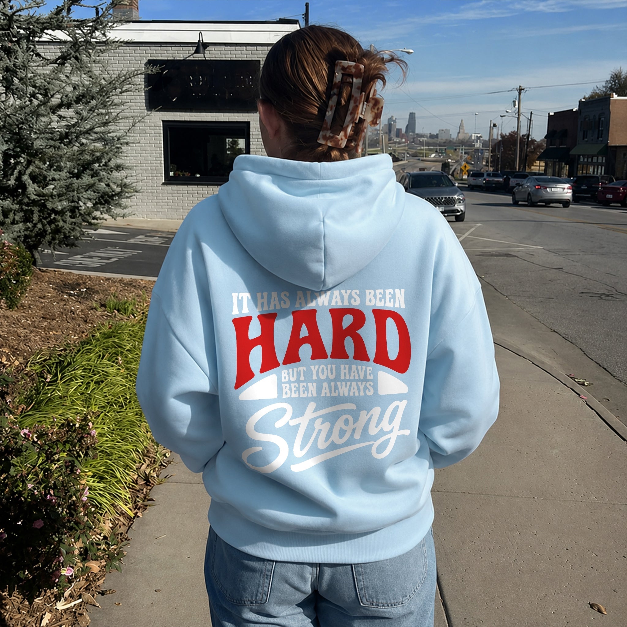 Brave Heart Hoodie - Sky Blue back