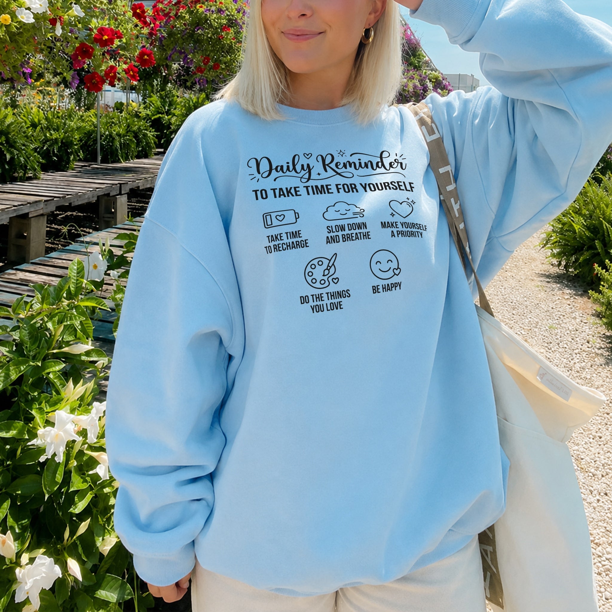 Take Time For Yourself Sweater - Sky Blue front