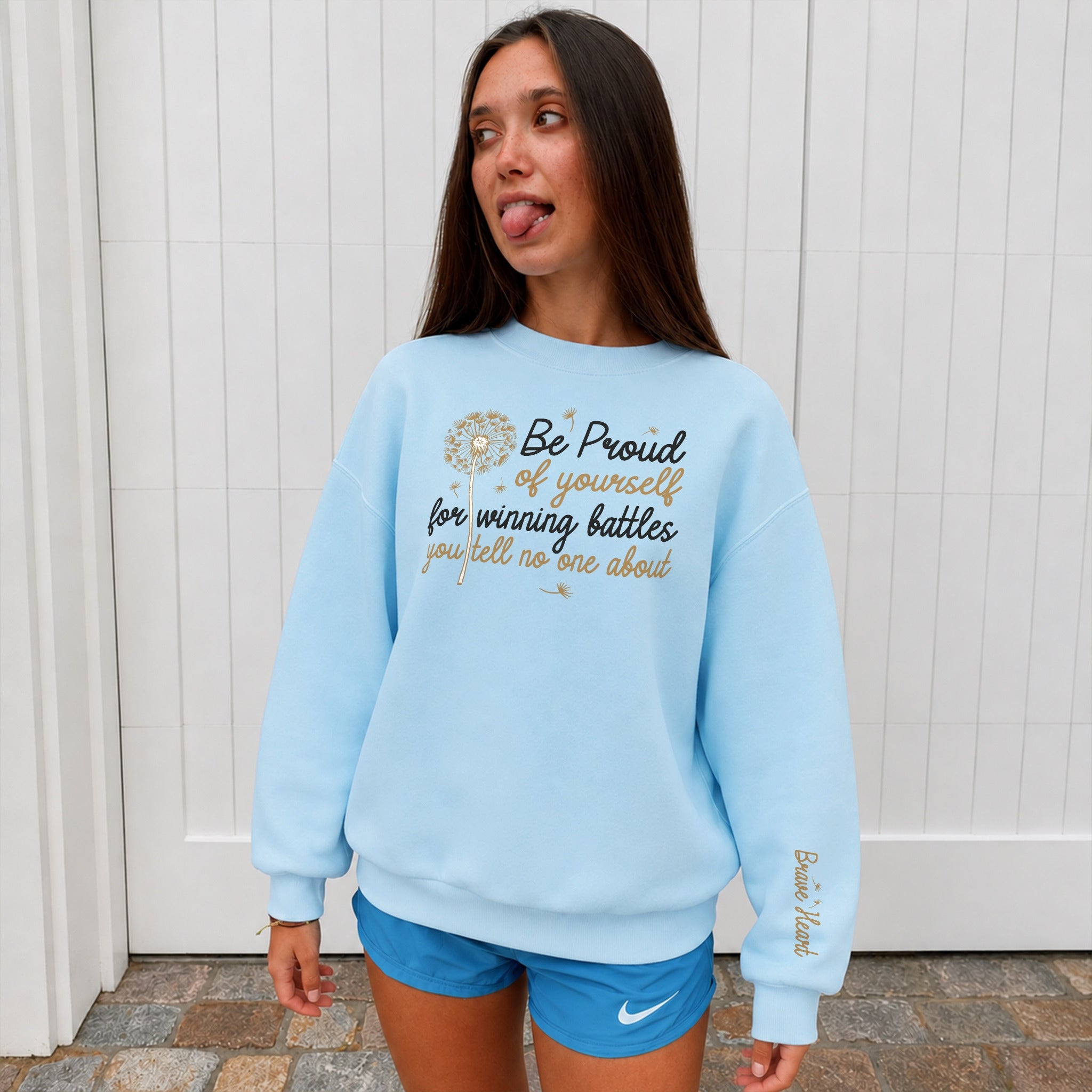 Quiet Battles Sweater - Sky Blue front