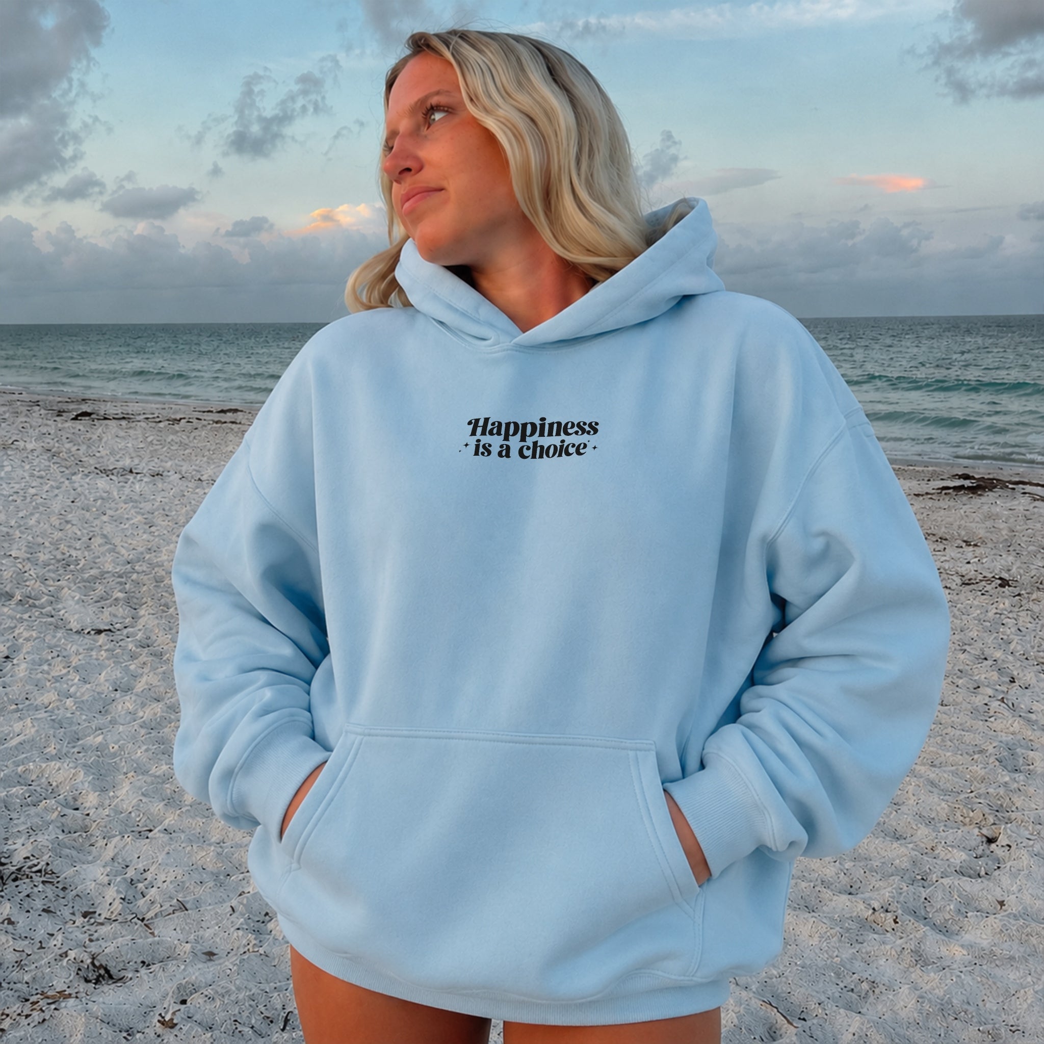 Choose To Be Happy Hoodie - Sky Blue front