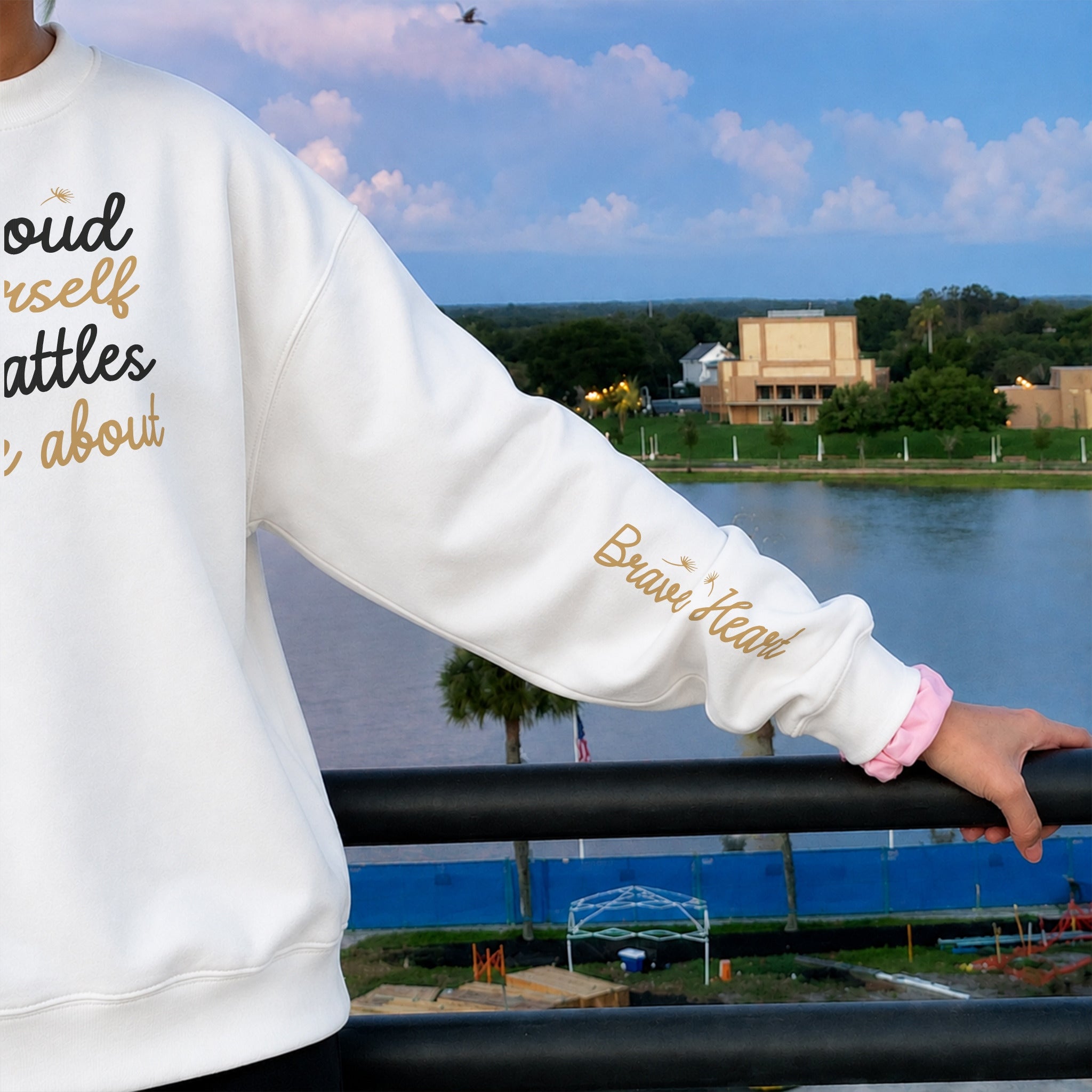 Quiet Battles Sweater - White sleeve