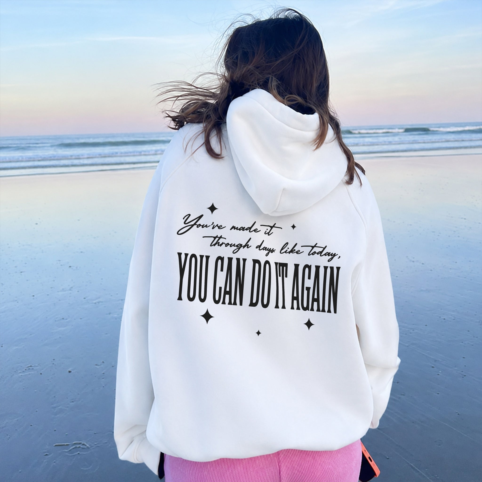 You Can Do It Again Hoodie - White back
