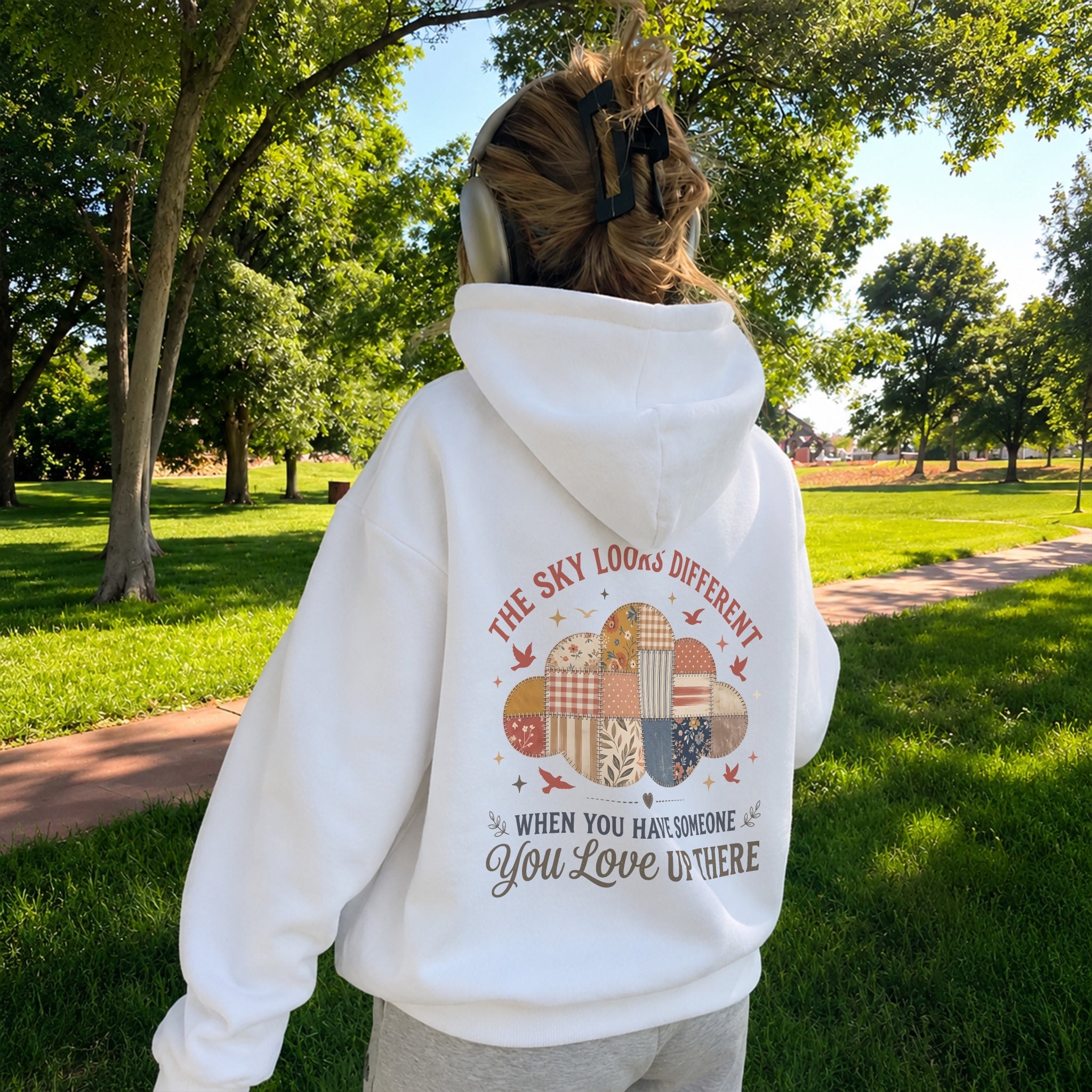 Someone Up There Hoodie - White back