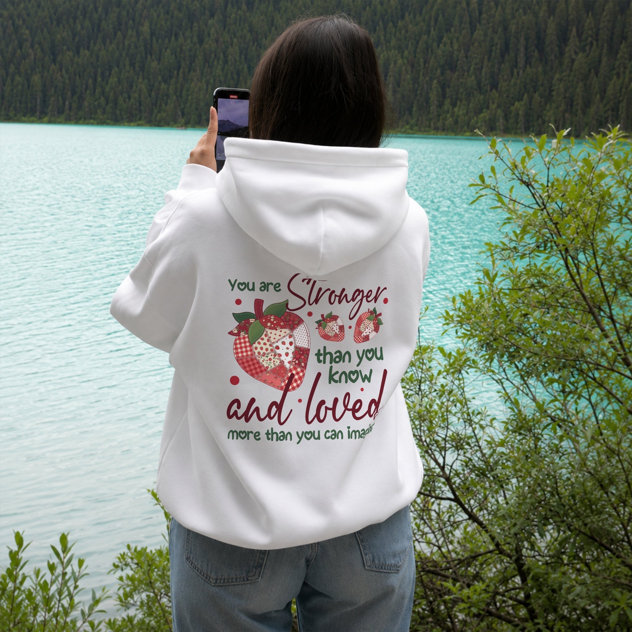 Stronger Than You Know Hoodie - White back