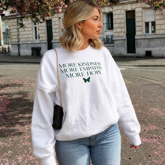 More Kindness More Hope Sweater - White front