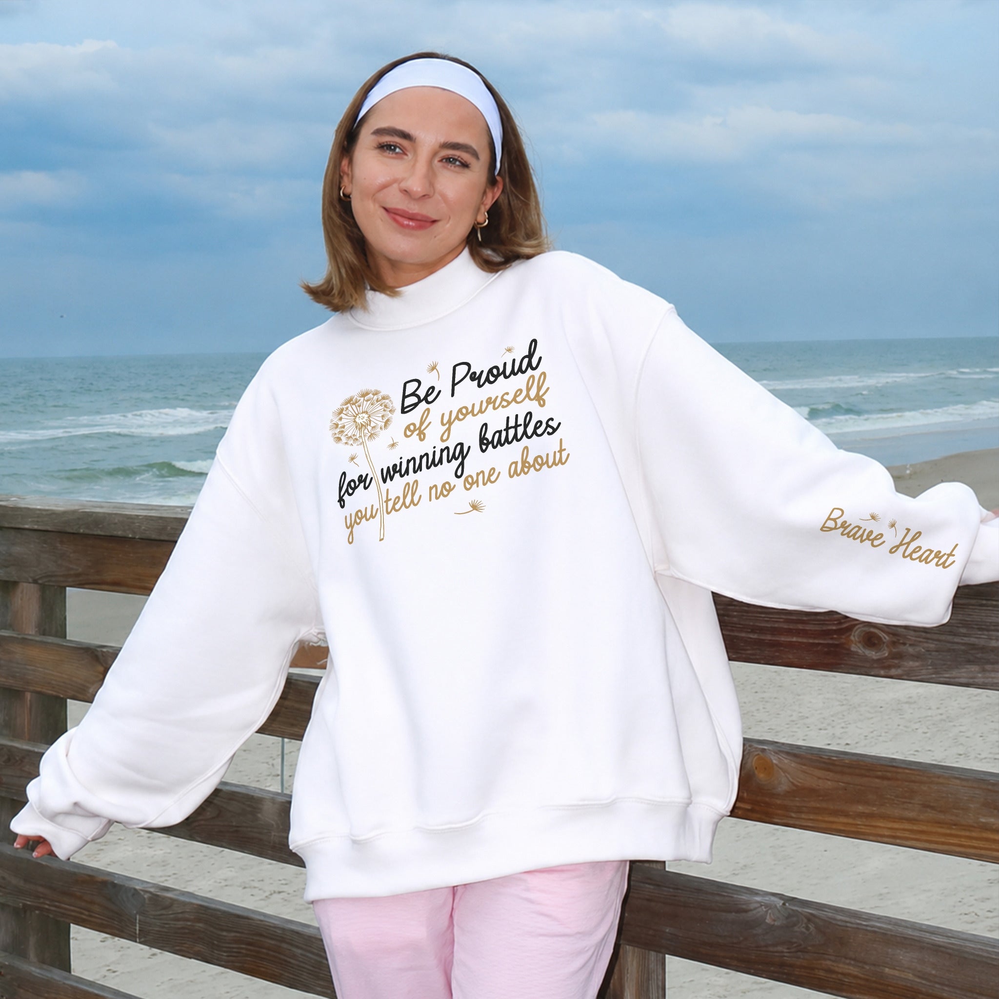 Quiet Battles Sweater - White front