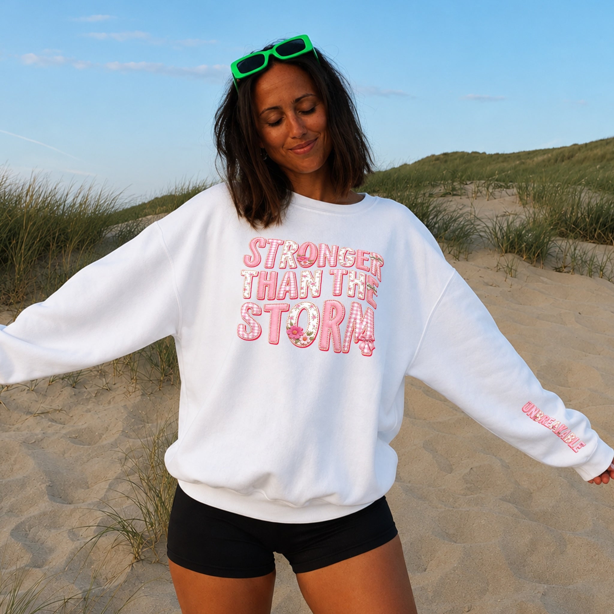 Stronger Than The Storm Sweater - White front